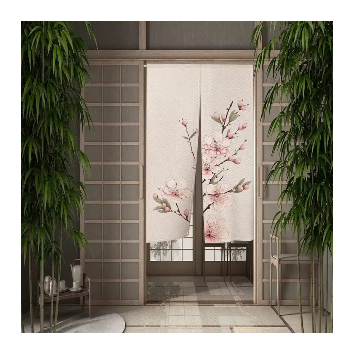 VIKAMA Halbtürvorhang im chinesischen und japanischen Stil, mehrfarbig, lichtfilternd - Bild 2
