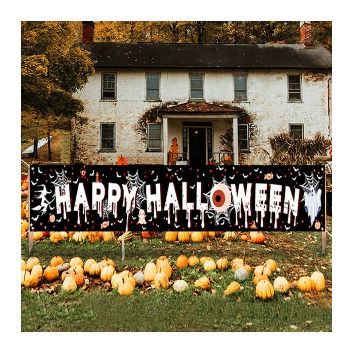 VIKAMA Halloween-Banner in Schwarz als hängende Dekoration für Horror-Atmosphäre, B/H: 180 x 35 cm - Bild 1