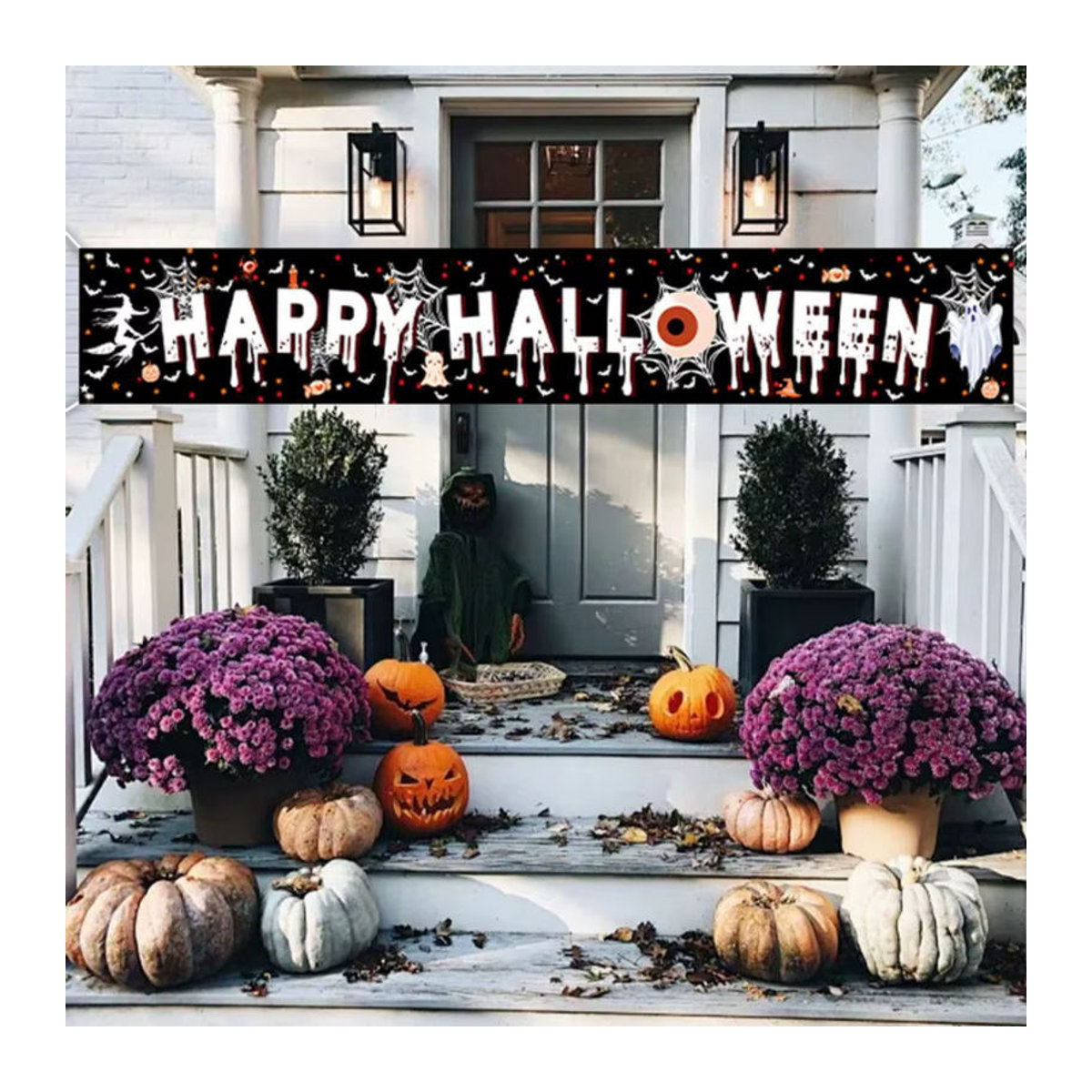 VIKAMA Halloween-Banner in Schwarz als hängende Dekoration für Horror-Atmosphäre, B/H: 180 x 35 cm - Bild 2