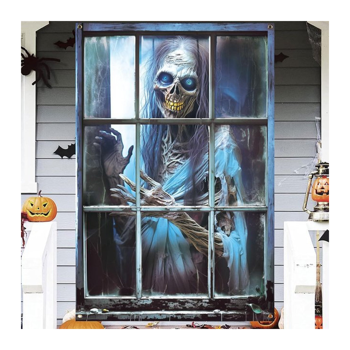 VIKAMA Halloween Fensterabdeckung mit gruseligen Geistern, mehrfarbige Textil-Fensterdekoration für drinnen und draußen, B/H: 120 x 80 cm - Bild 1