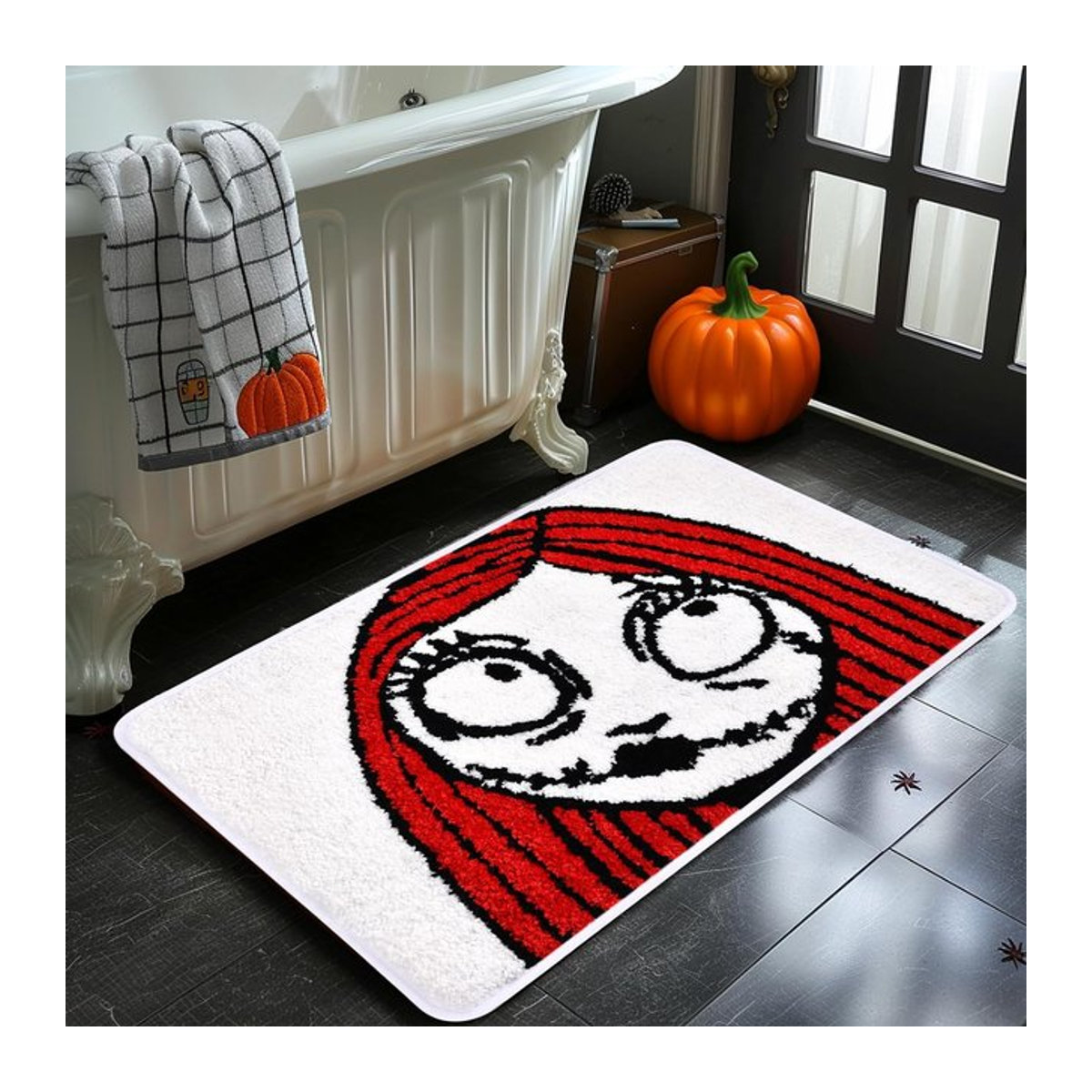 VIKAMA Halloween-Teppich aus Kunstkaschmir, mehrfarbig, rutschfest und saugfähig für Badezimmer und Wohnräume - Bild 1