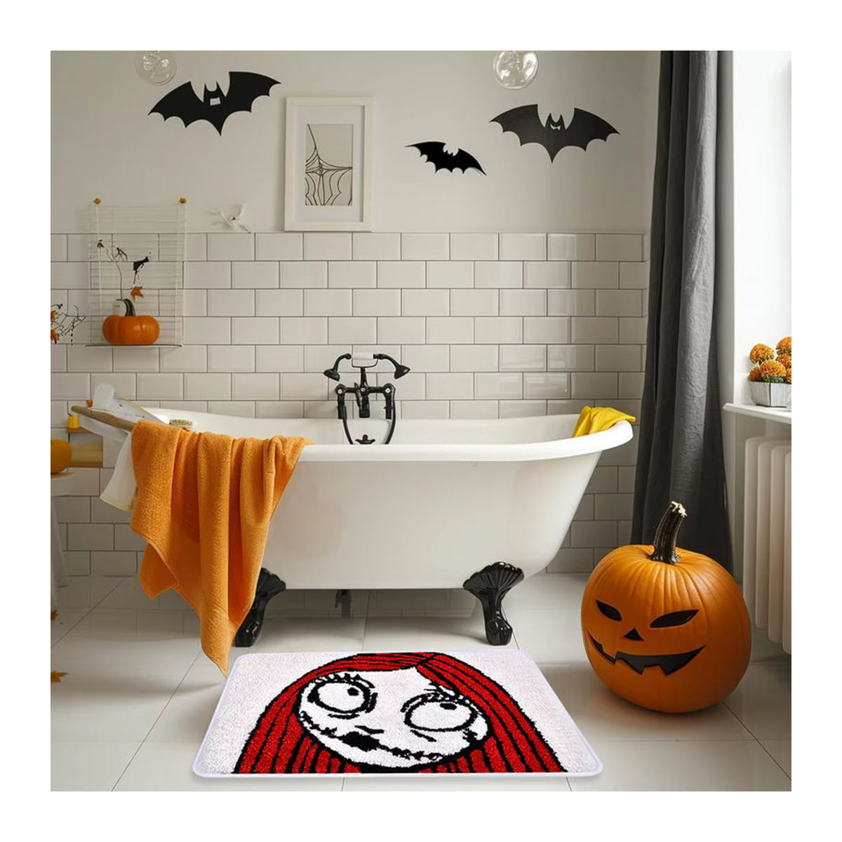 VIKAMA Halloween-Teppich aus Kunstkaschmir, mehrfarbig, rutschfest und saugfähig für Badezimmer und Wohnräume - Bild 3
