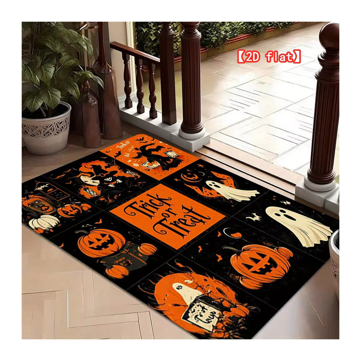VIKAMA Halloween Teppich Dark Series Mehrfarbige Bodenmatte für Wohnzimmer und Schlafzimmer - Bild 1