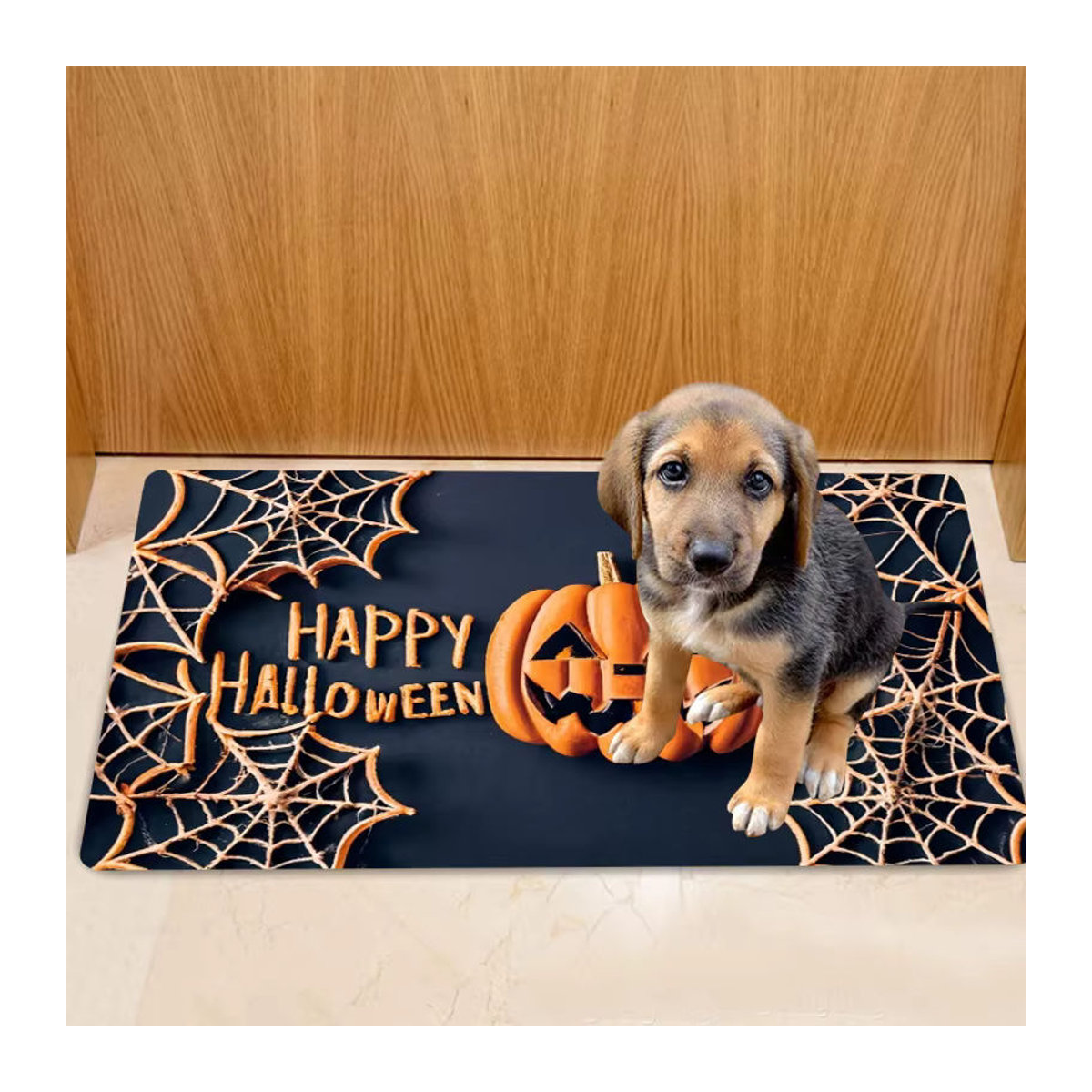 VIKAMA Halloween Teppich mit Kürbis und Spinnennetz, bunt, rechteckig, 60 x 40 cm - Bild 4