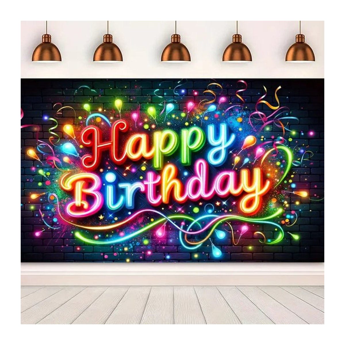 VIKAMA Happy Birthday Wandteppich als dekorativer Stoff-Hintergrund für Fotoshootings, mehrfarbig, Rechteckig - Bild 1