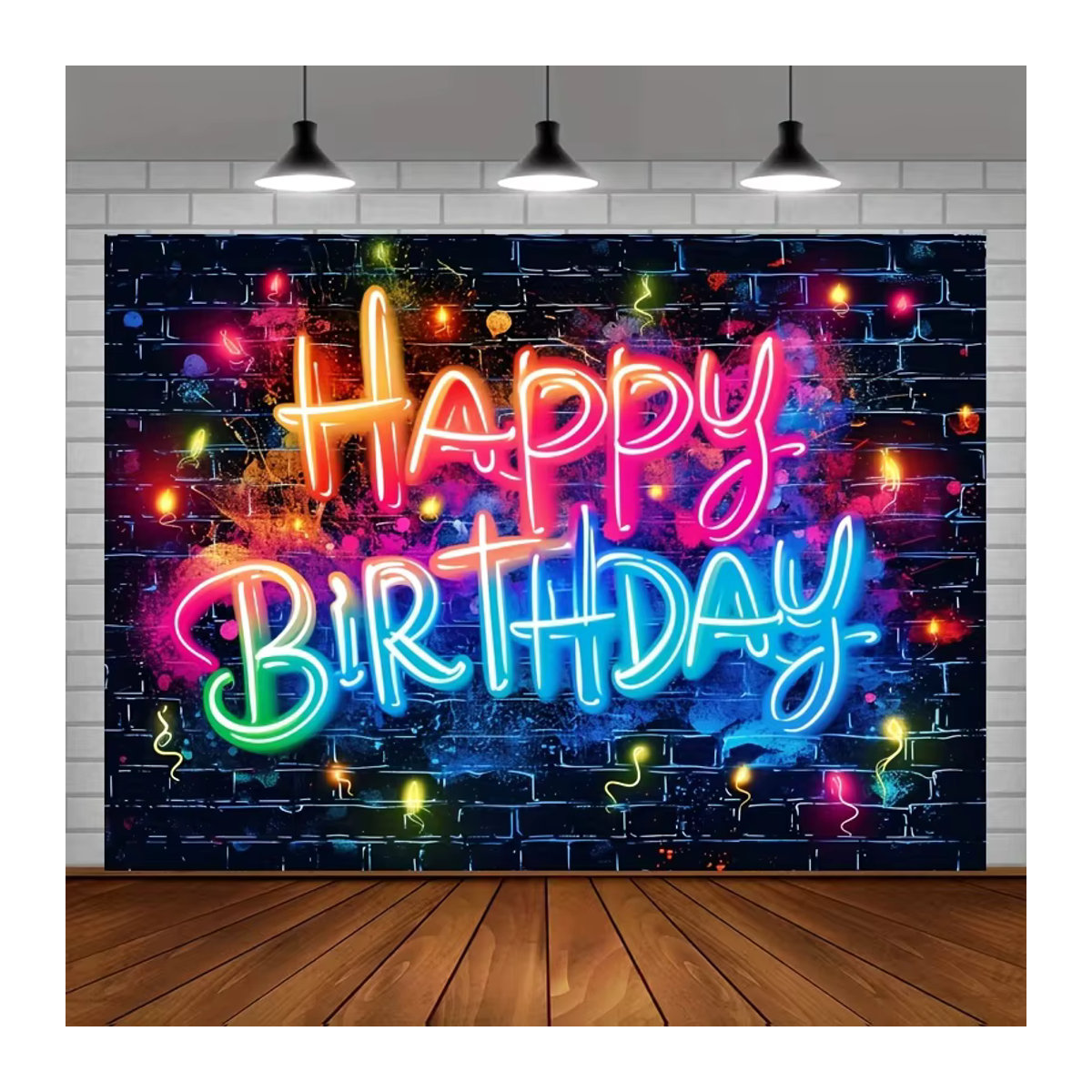 VIKAMA Happy Birthday Wandteppich als dekorativer Stoff-Hintergrund für Fotoshootings, mehrfarbig, Rechteckig - Bild 2