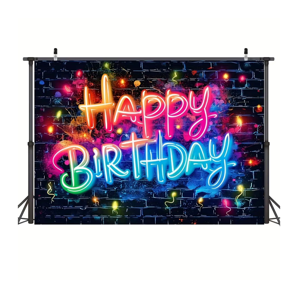 VIKAMA Happy Birthday Wandteppich als dekorativer Stoff-Hintergrund für Fotoshootings, mehrfarbig, Rechteckig - Bild 3
