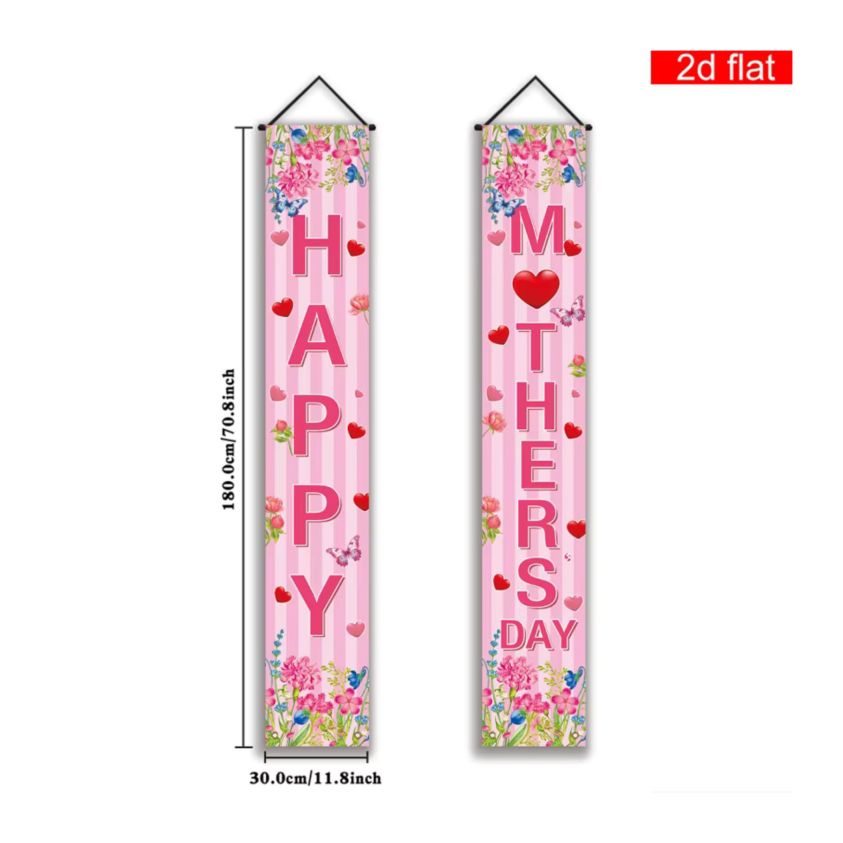 VIKAMA Happy Mother's Day Partybanner Muttertags-Dekoration in Rosa mit Blumen-Motiv für drinnen und draußen - Bild 6