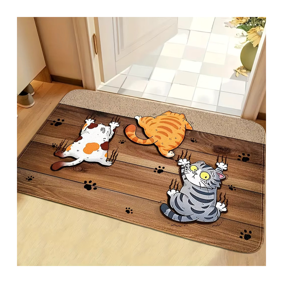 VIKAMA Haustierteppich als saugfähige und rutschfeste Bodenmatte für Katzen und Hunde, mehrfarbig - Bild 3