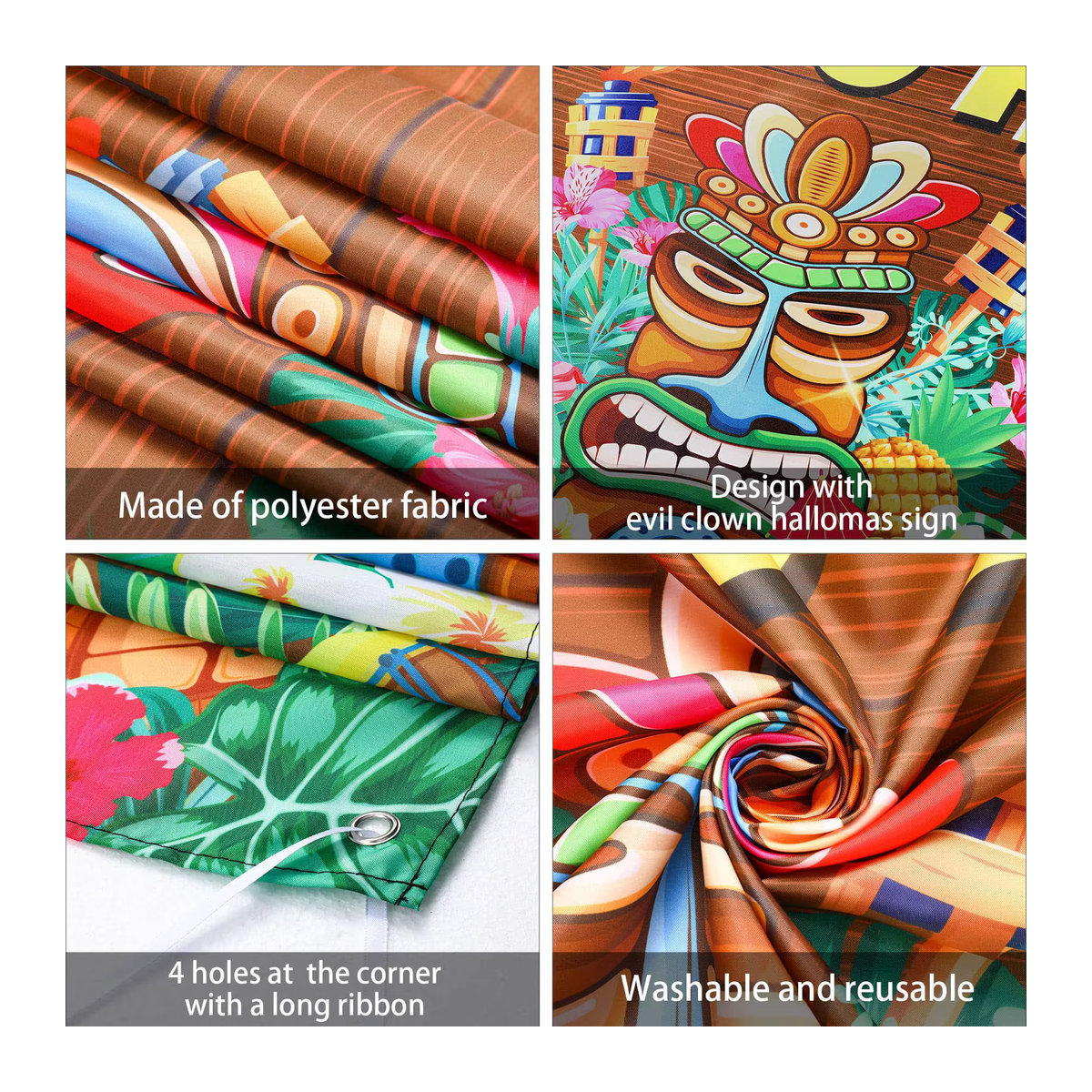 VIKAMA Hawaiian Party Hintergrund aus Textil mit Flamingo und floralem Design, mehrfarbig, B: 150 cm, H: 100 cm - Bild 3