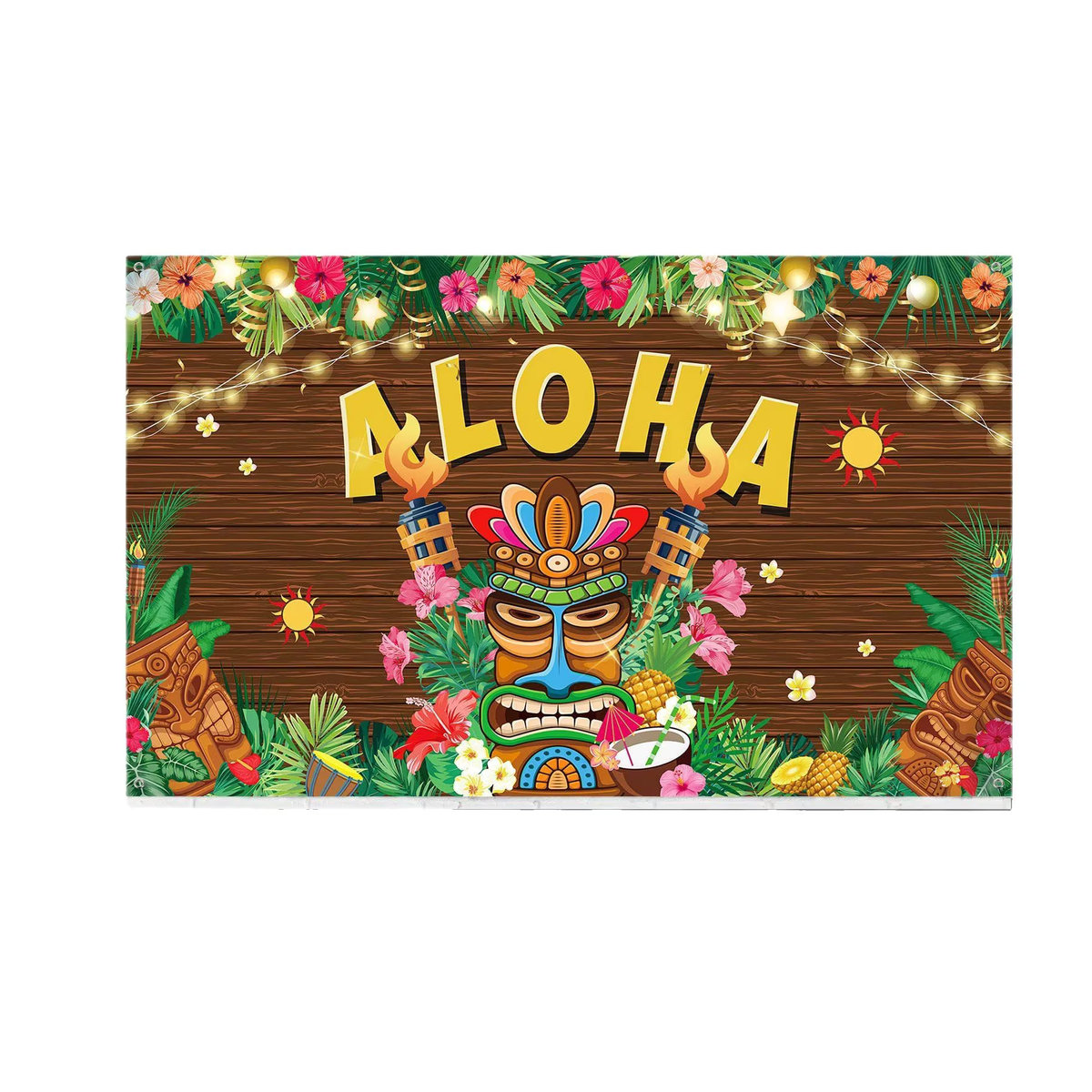 VIKAMA Hawaiian Party Hintergrund aus Textil mit Flamingo und floralem Design, mehrfarbig, B: 150 cm, H: 100 cm - Bild 4
