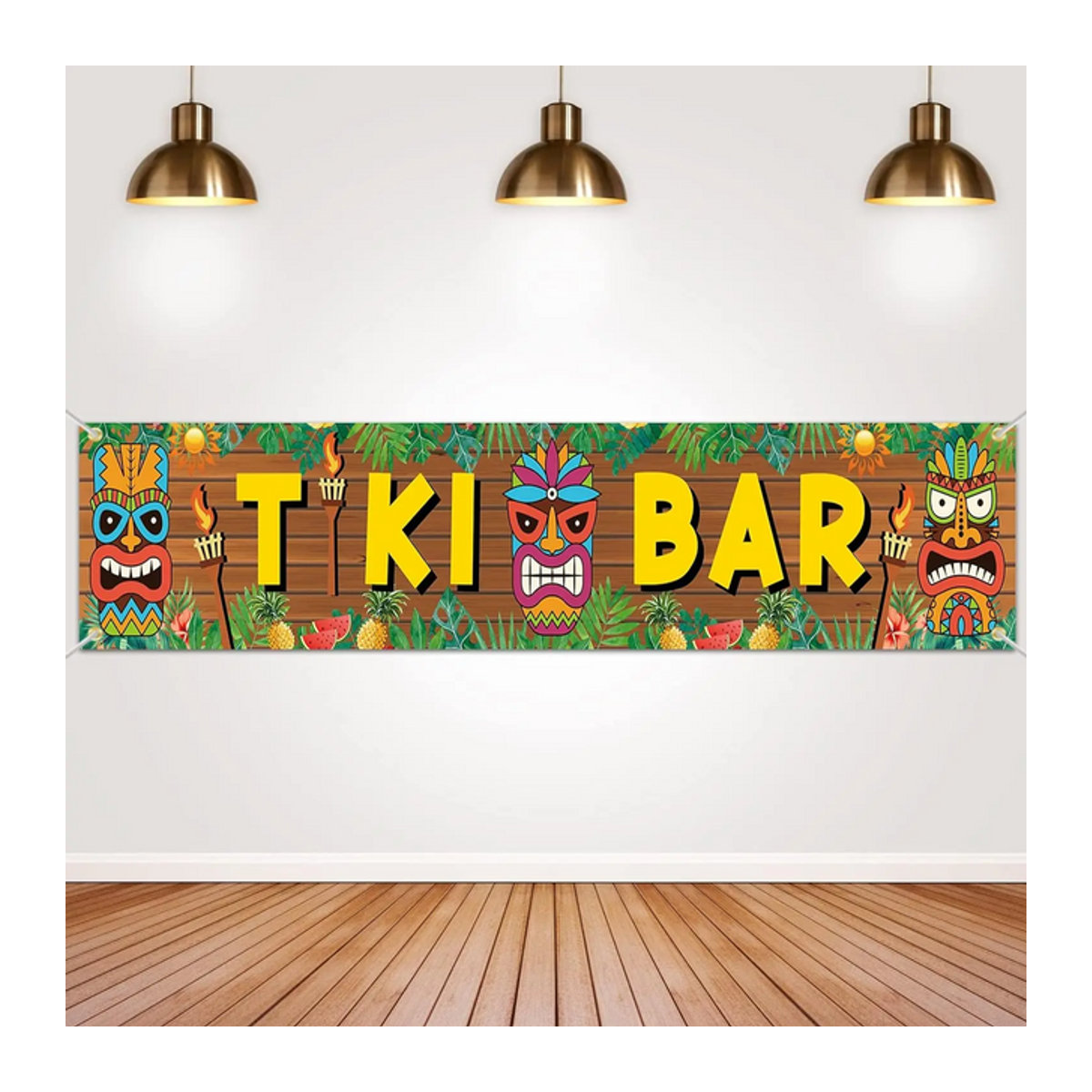 VIKAMA Hawaiian Party Hintergrund Wand Dekoration mit floralem Blumenmuster in Mehrfarbig, B: 200 cm, H: 40 cm - Bild 1