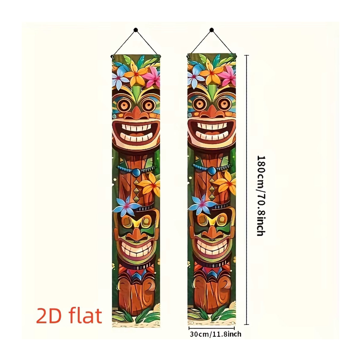 VIKAMA Hawaiianisches Tiki-Türschild mit Blumen- und Floral-Motiv, mehrfarbig und blau, rechteckig zum Aufhängen für den Außenbereich und Gartenzaun - Bild 6