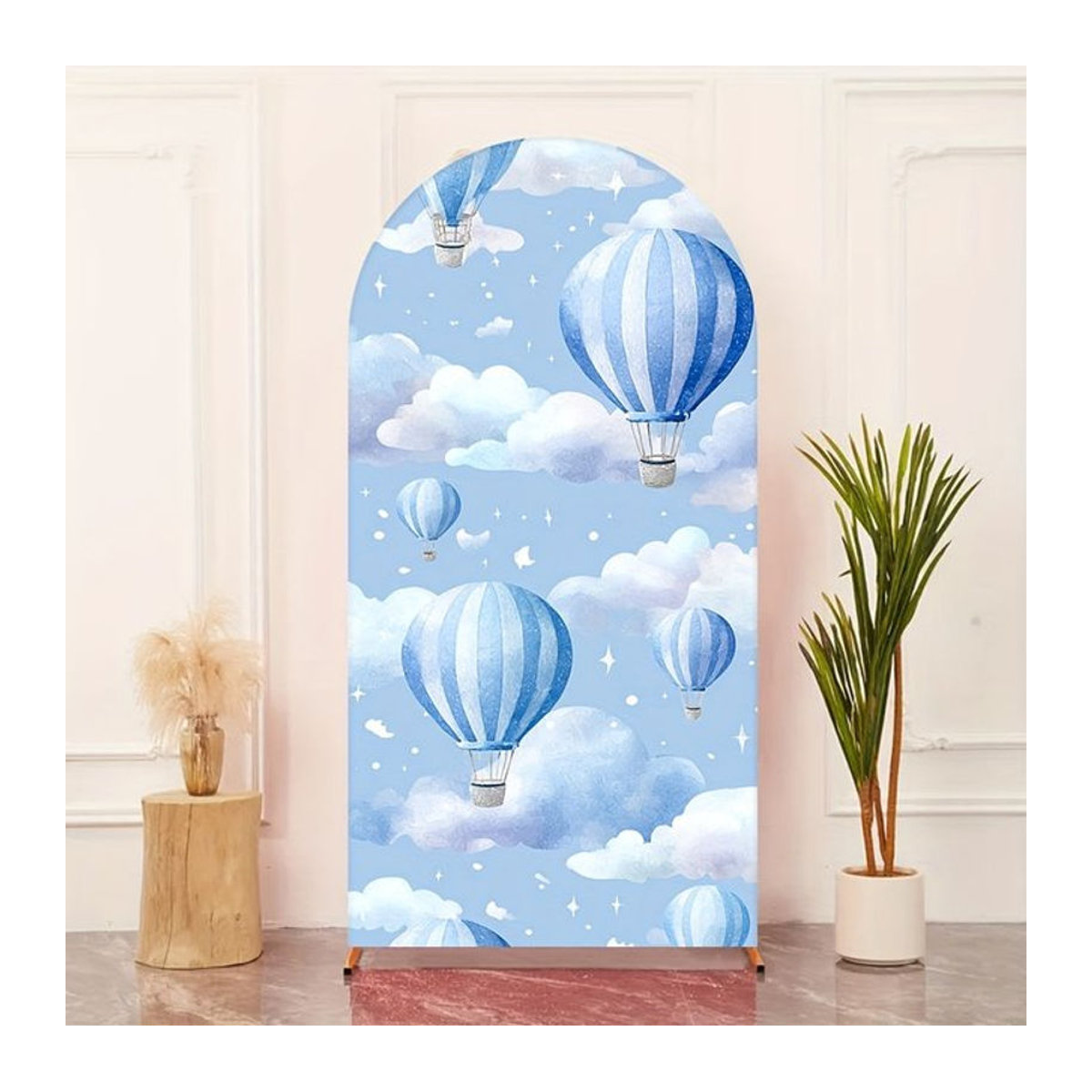 VIKAMA Hochzeitsdekoration Heißluftballon mit Wolkendesign aus Textil in Blau, B/H: 120 x 50 cm - Bild 1
