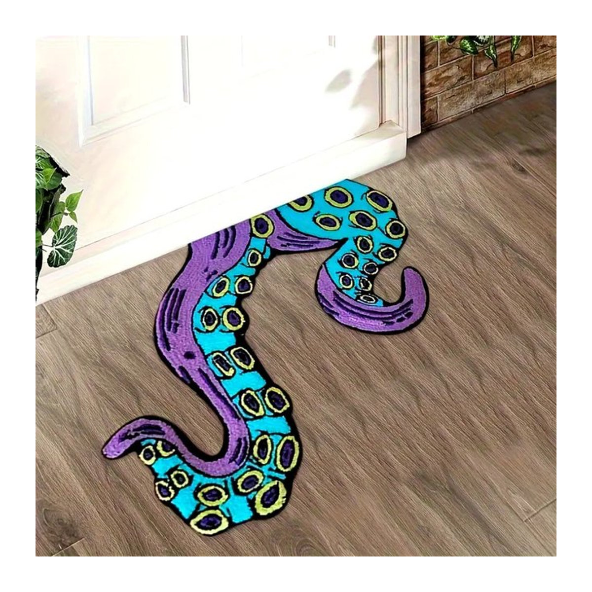 VIKAMA Home Anti-Rutsch-Fußmatte mit Octopus-Design, mehrfarbig, tufted Bodenmatte für Wohnzimmer, Schlafzimmer, Badezimmer oder Küche - Bild 1
