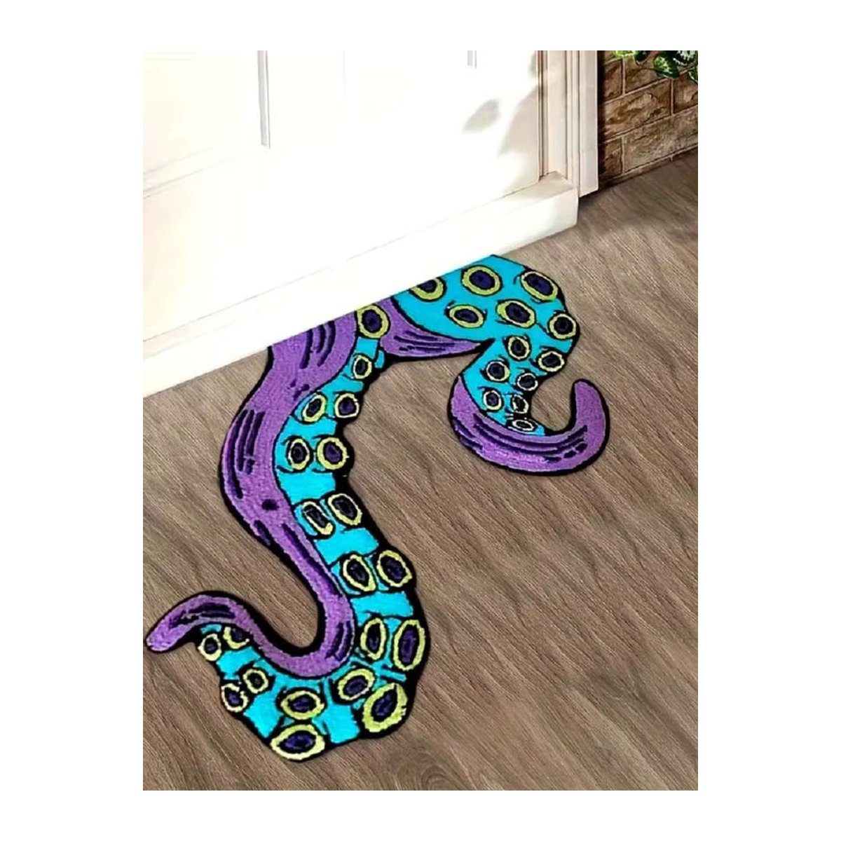 VIKAMA Home Anti-Rutsch-Fußmatte mit Octopus-Design, mehrfarbig, tufted Bodenmatte für Wohnzimmer, Schlafzimmer, Badezimmer oder Küche - Bild 6