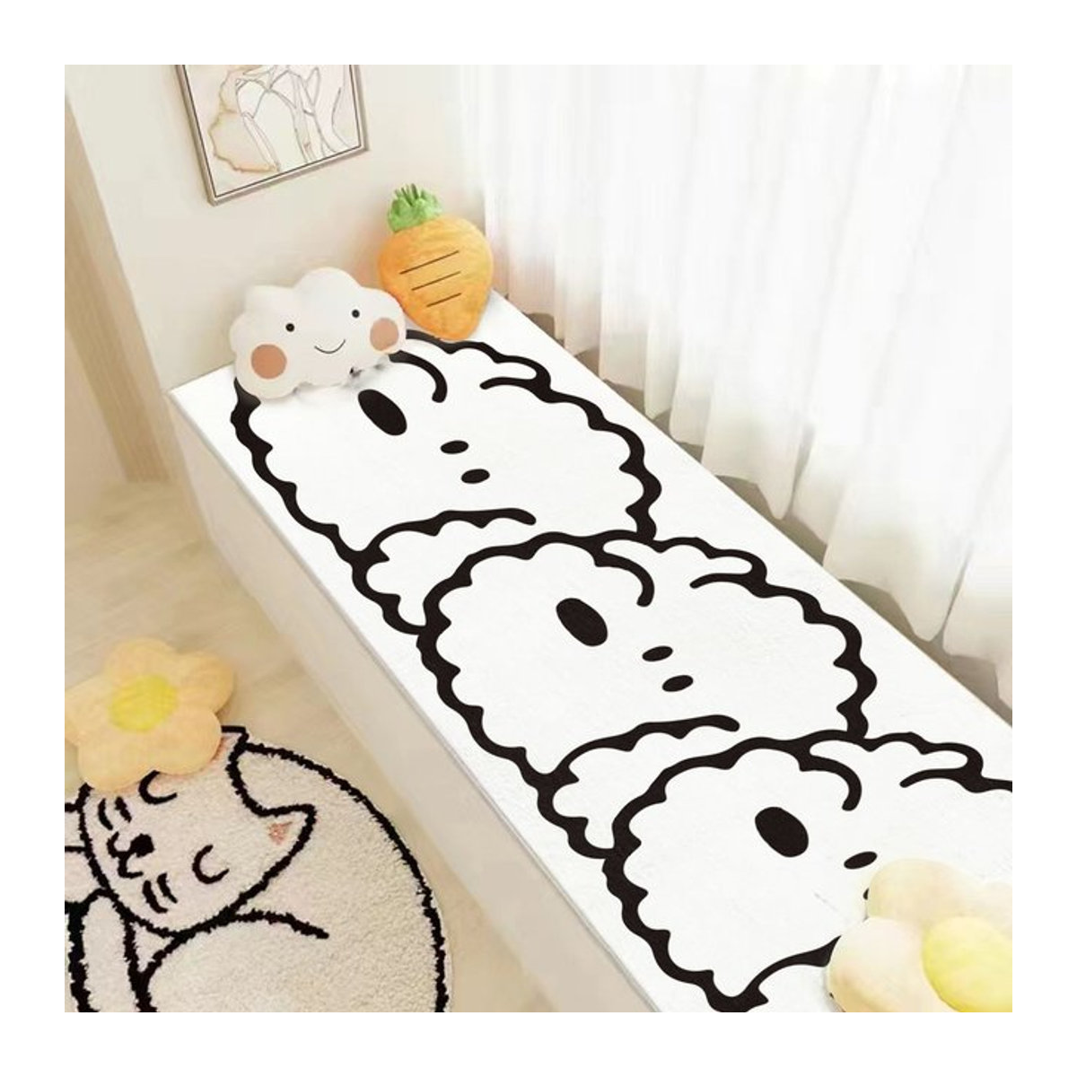 VIKAMA Hund Plüschteppich in Weiß für Wohnzimmer und Schlafzimmer - Bild 1