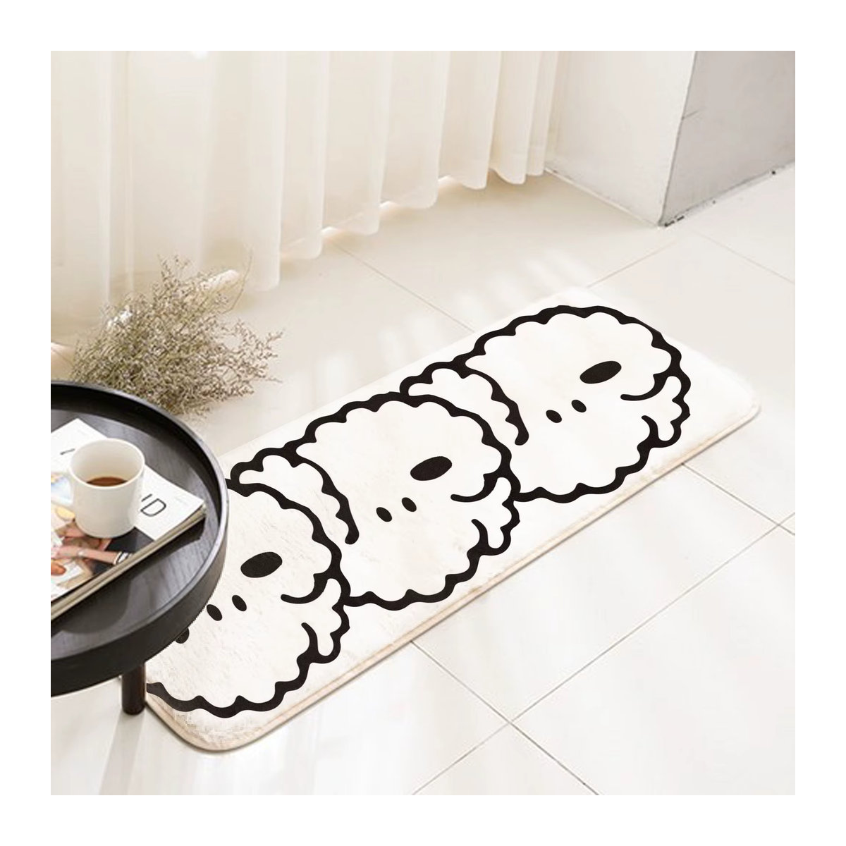 VIKAMA Hund Plüschteppich in Weiß für Wohnzimmer und Schlafzimmer - Bild 4