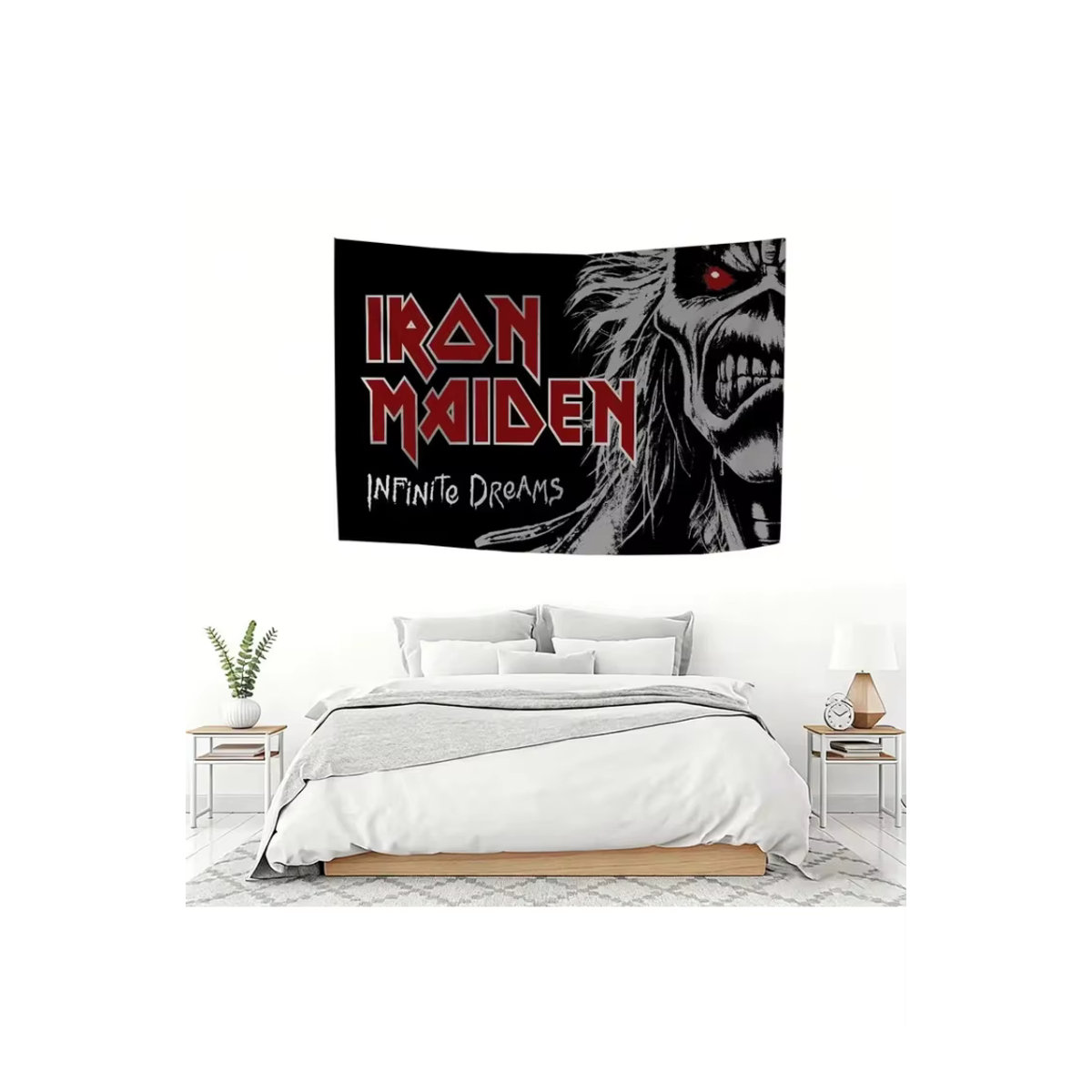 VIKAMA Iron Maiden Infinite Dreams Wandteppich Eddie Heavy Metal Wanddekoration Schwarz B: 120 cm, H: 120 cm - Bild 1