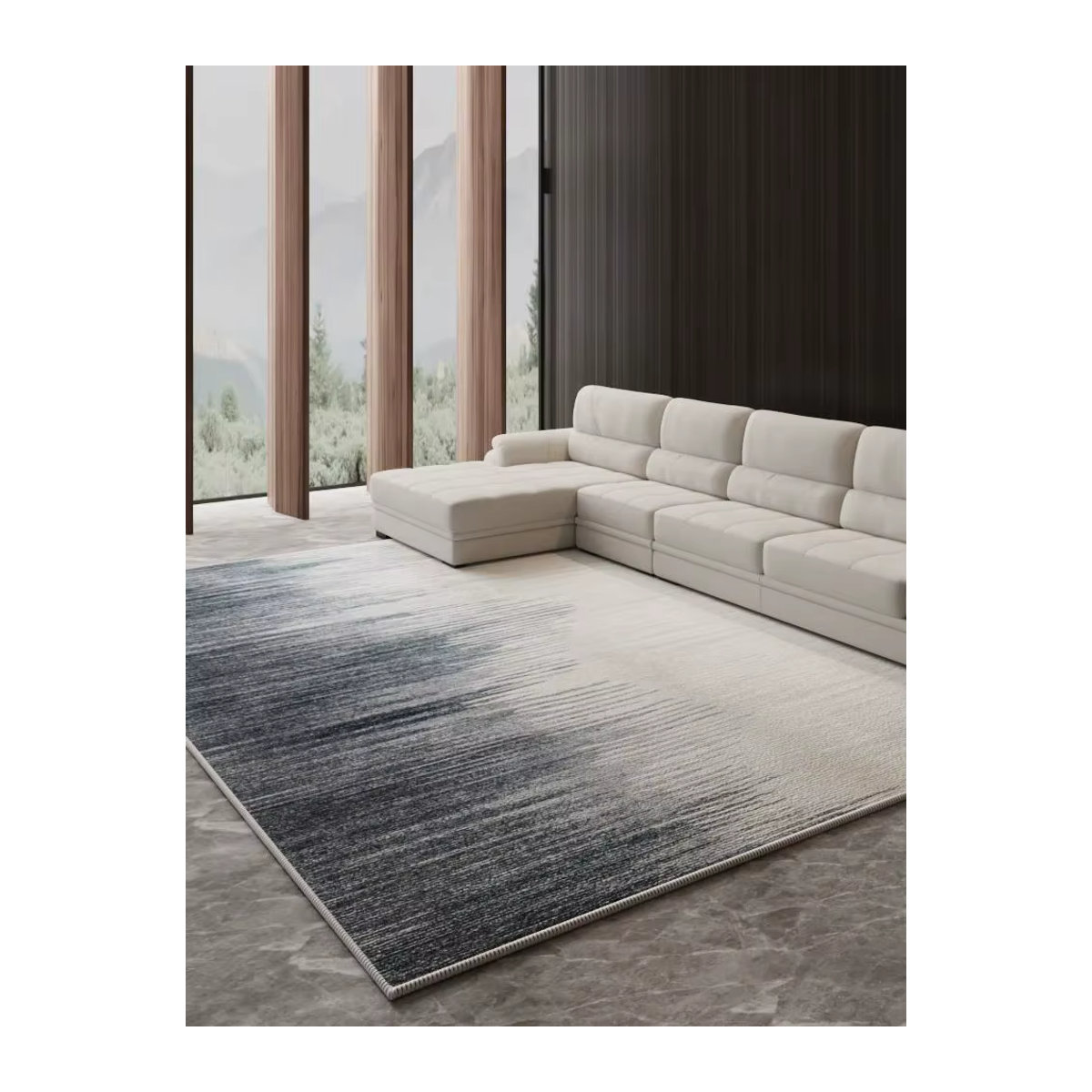 VIKAMA Italienischer minimalistischer Teppich in Grau für Wohnzimmer und Schlafzimmer - Bild 4