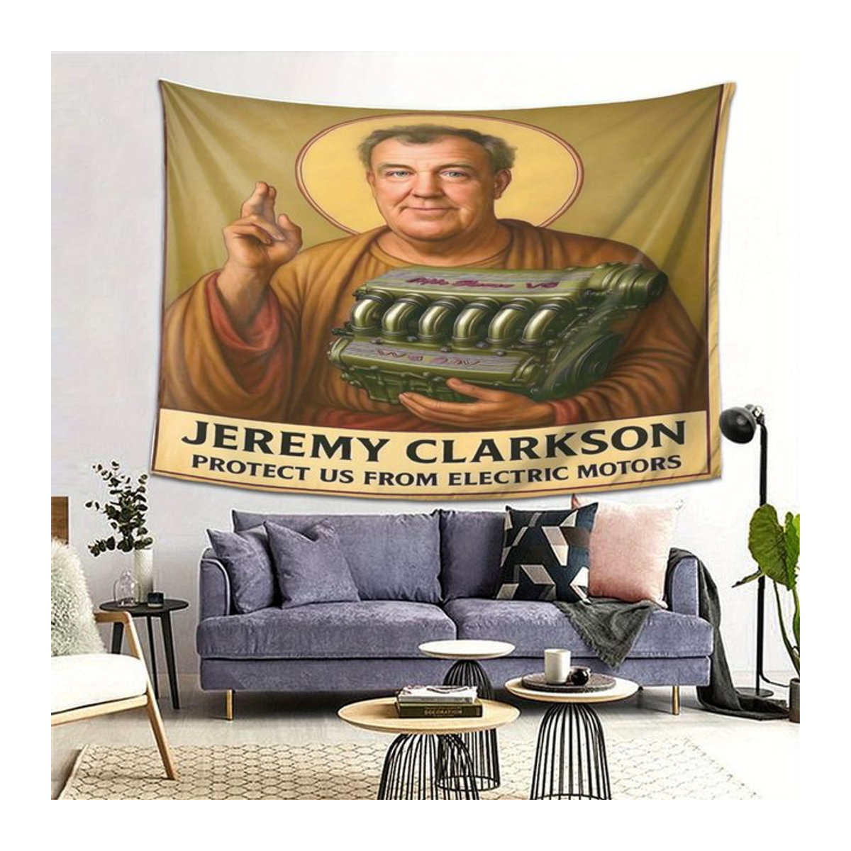 VIKAMA Jeremy Clarkson Fun Declaration Wandteppich, mehrfarbiges Textil-Wandbild für Auto-Enthusiasten, B/H: 60 x 40 cm - Bild 1