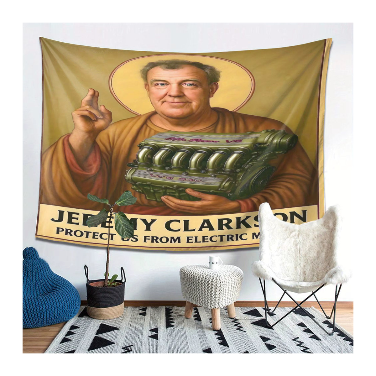 VIKAMA Jeremy Clarkson Fun Declaration Wandteppich, mehrfarbiges Textil-Wandbild für Auto-Enthusiasten, B/H: 60 x 40 cm - Bild 3