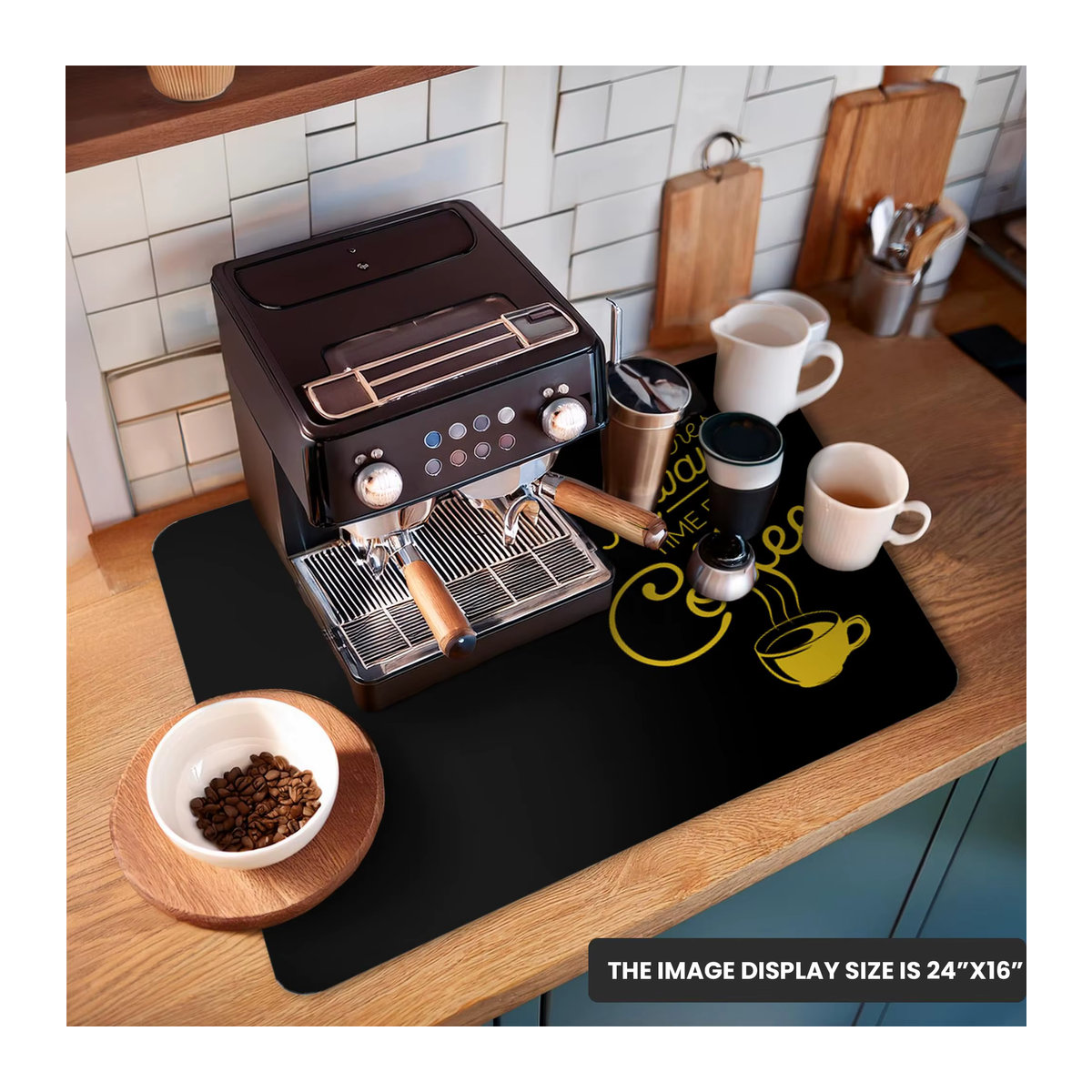 VIKAMA Kaffeebar-Trockenteppich mit wasserdichter Gummirückseite in Schwarz - Bild 5