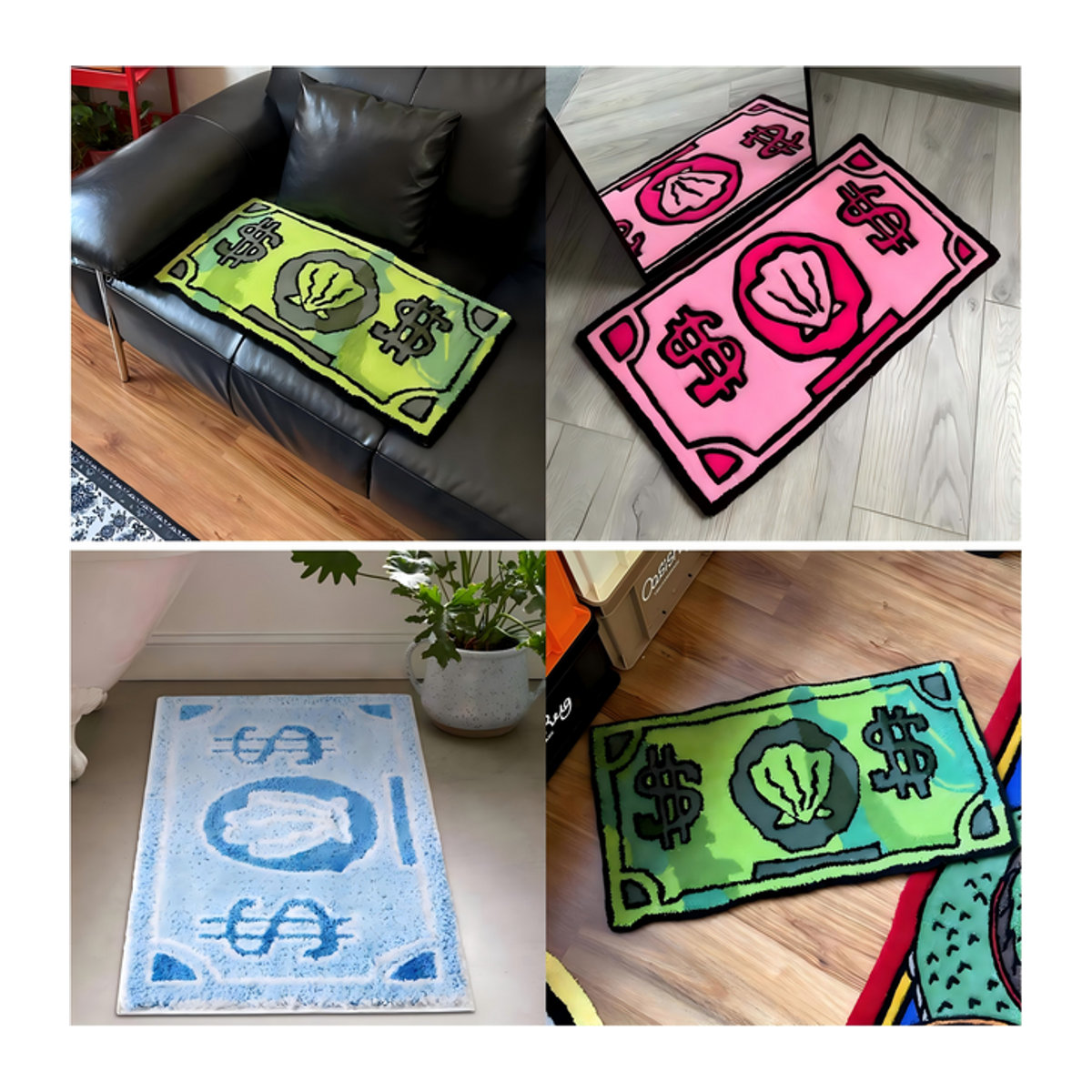 VIKAMA Kaschmir-Teppich Münz-Kunst Design, mehrfarbig, rutschfest und saugfähig für Badezimmer oder Schlafzimmer - Bild 1