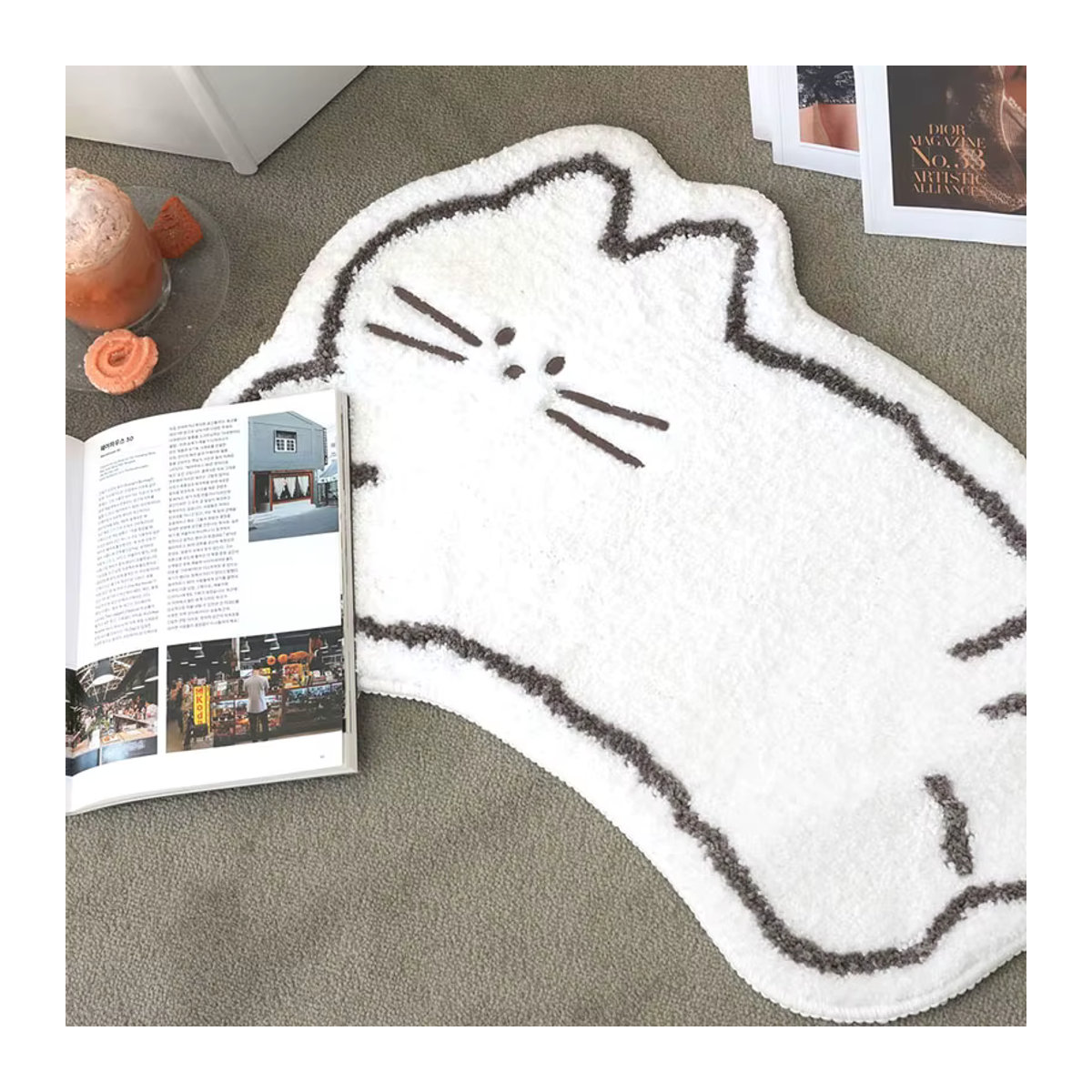 VIKAMA Katzenteppich in Weiß als weiche Bodenmatte für Schlafzimmer und Badezimmer - Bild 2