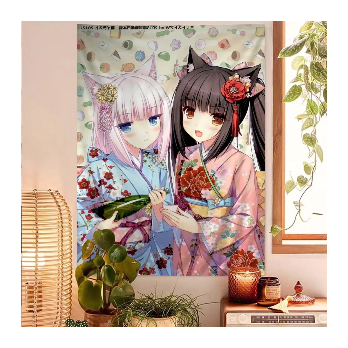 VIKAMA Kawaii Anime-Mädchen Wandbehang, mehrfarbig, B/H: 60 x 40 cm - Bild 1