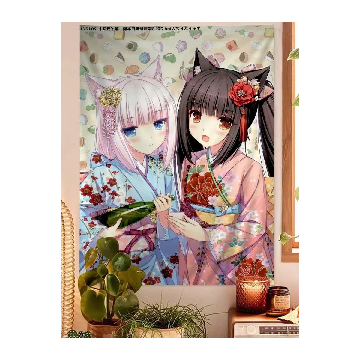 VIKAMA Kawaii Anime-Mädchen Wandbehang, mehrfarbig, B/H: 60 x 40 cm - Bild 2
