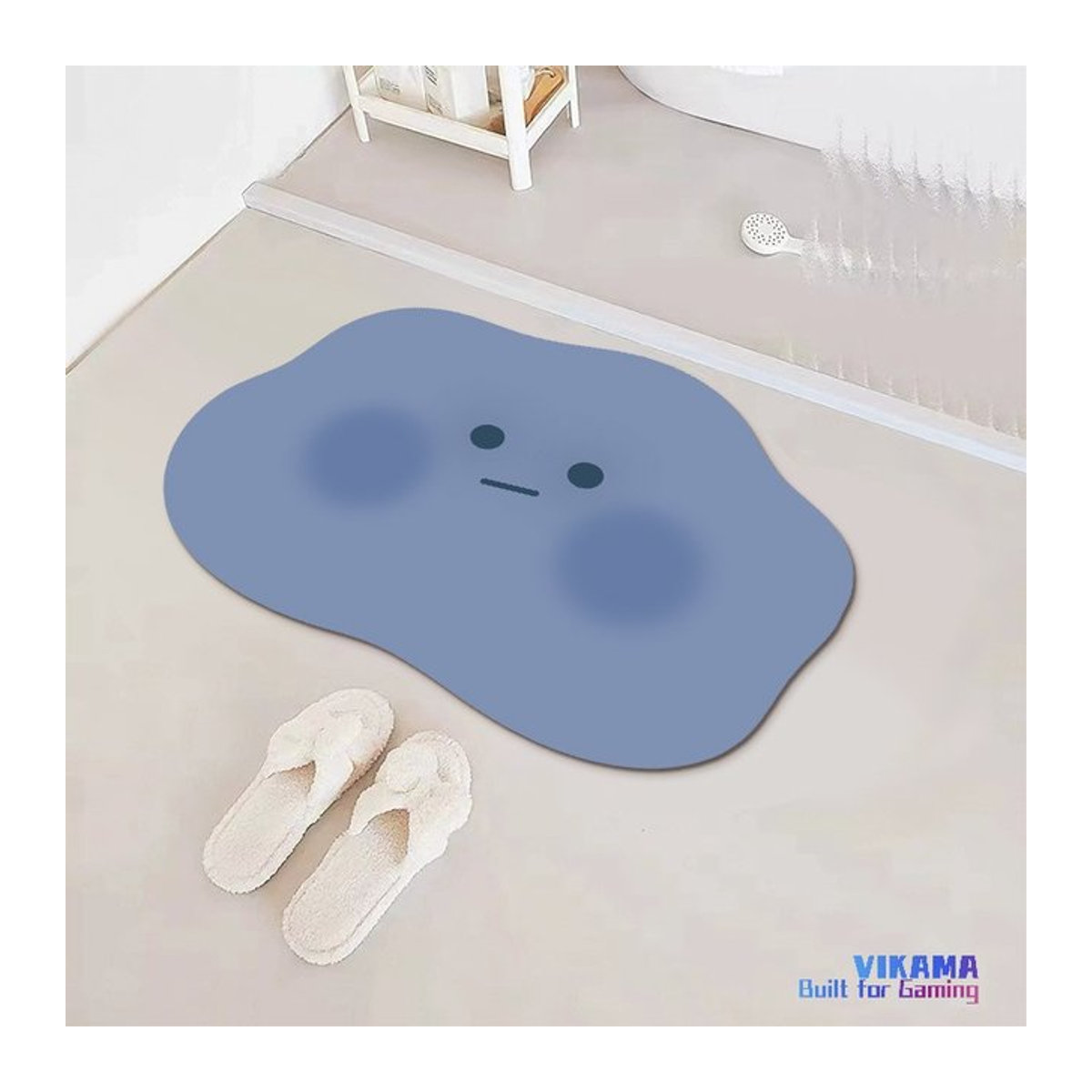 VIKAMA Kieselgur-Fußmatte mit niedlichen Cartoon-Motiven in Blau, rutschfest und saugfähig für Badezimmer und Haushalt - Bild 1
