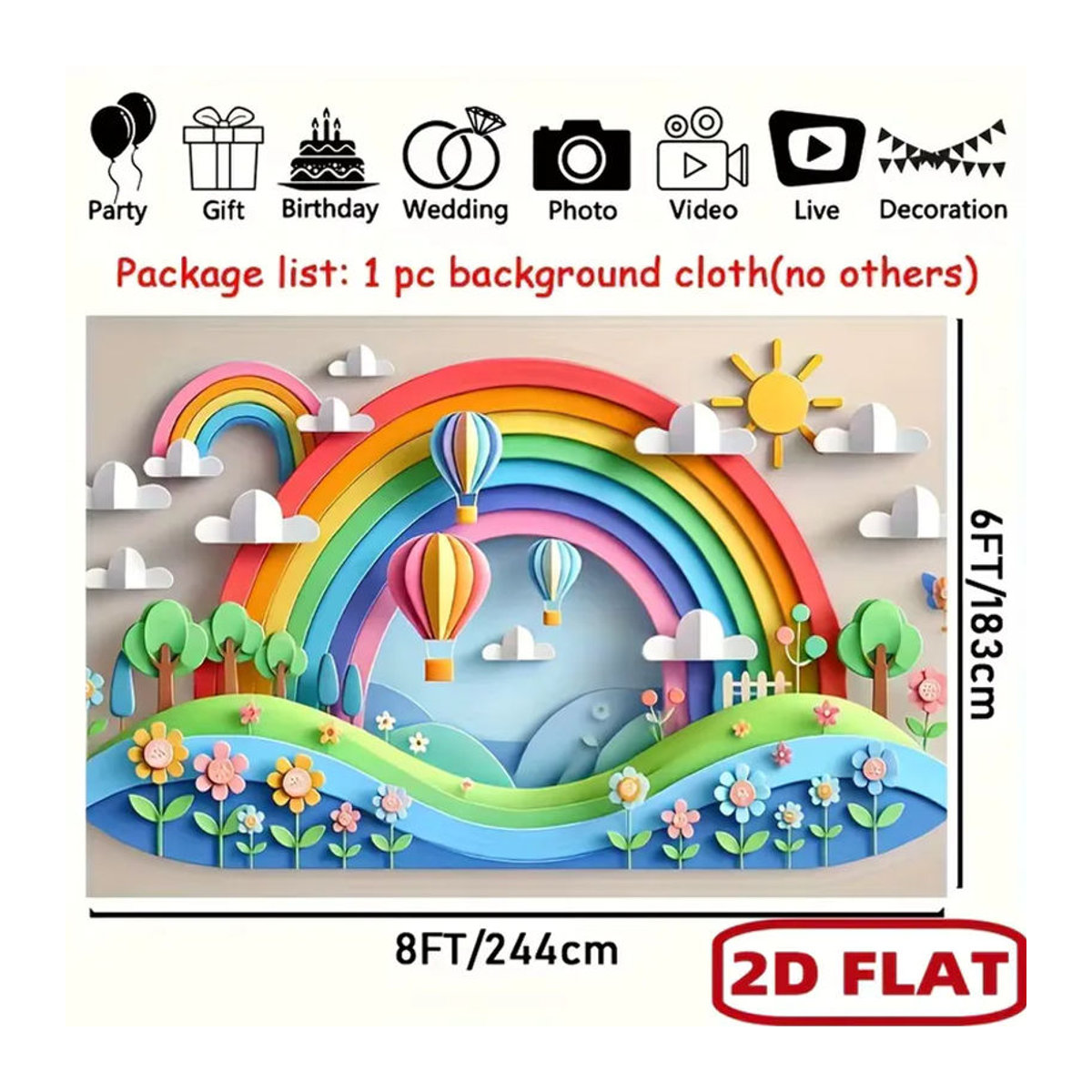 VIKAMA Kinderfotografie-Hintergrundtuch als dekoratives Textil für die Frühbildung in Mehrfarbig - Bild 2