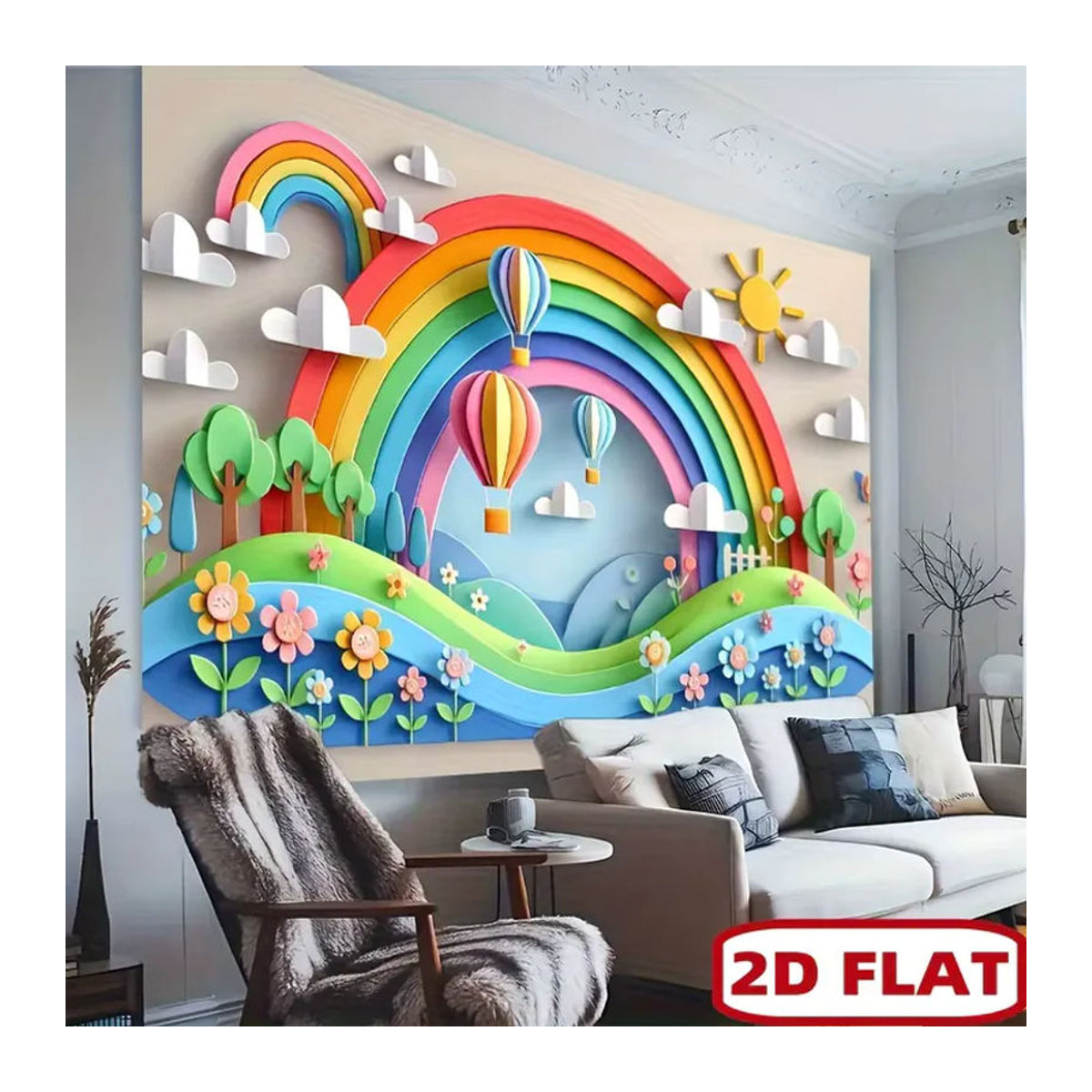 VIKAMA Kinderfotografie-Hintergrundtuch als dekoratives Textil für die Frühbildung in Mehrfarbig - Bild 4
