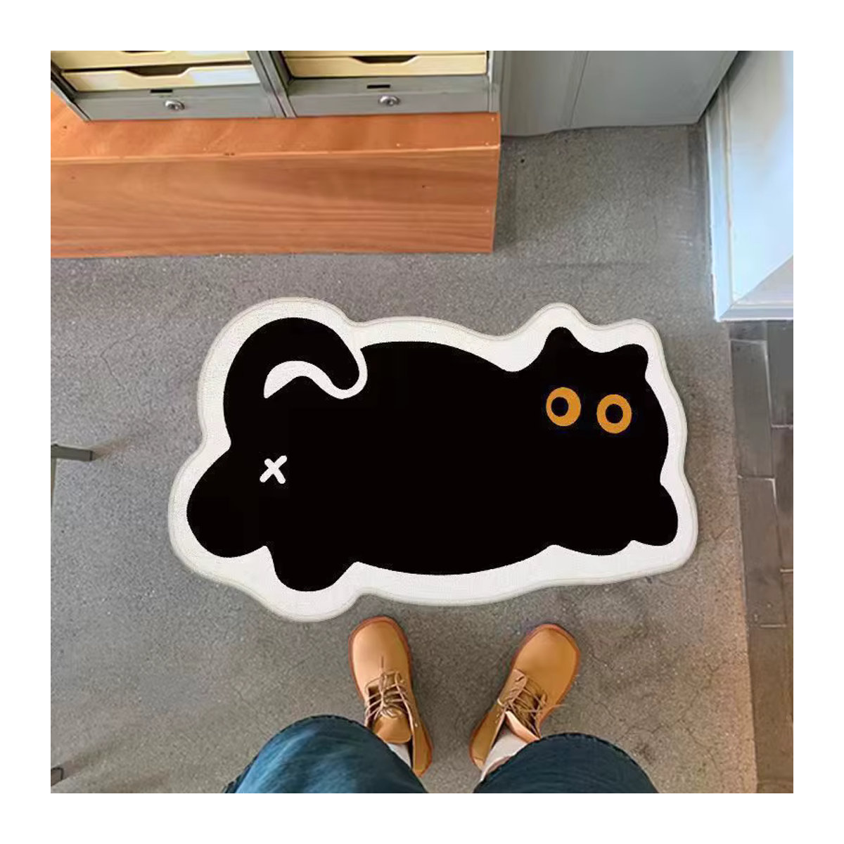 VIKAMA Kinderzimmerteppich mit süßem Cartoon-Tier-Design in Schwarz, weich und pflegeleicht - Bild 1