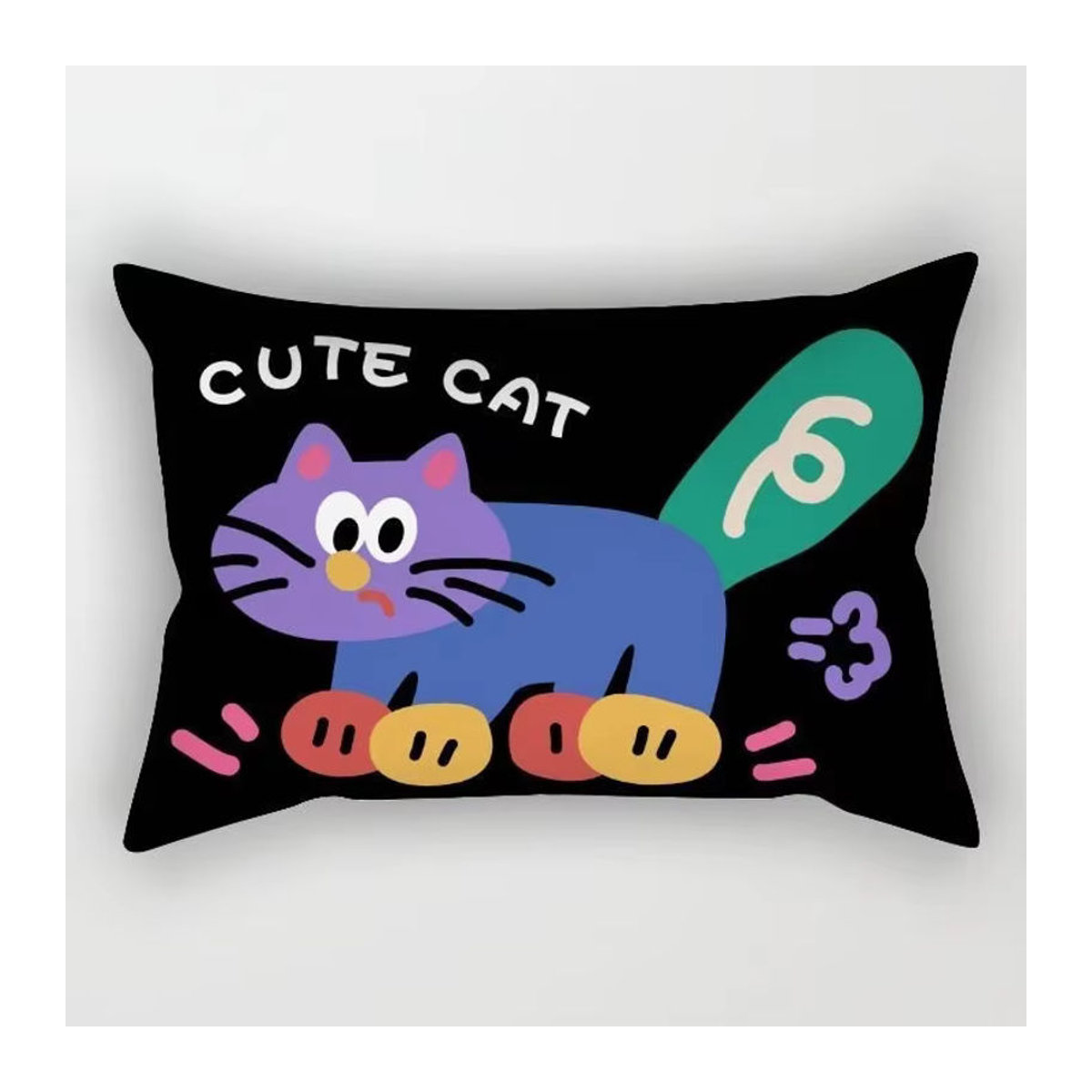 VIKAMA Kissenbezug mit buntem Cartoon-Tier-Print und Streifen, mehrfarbig, Kissenhülle für Sofa und Wohnzimmer - Bild 2