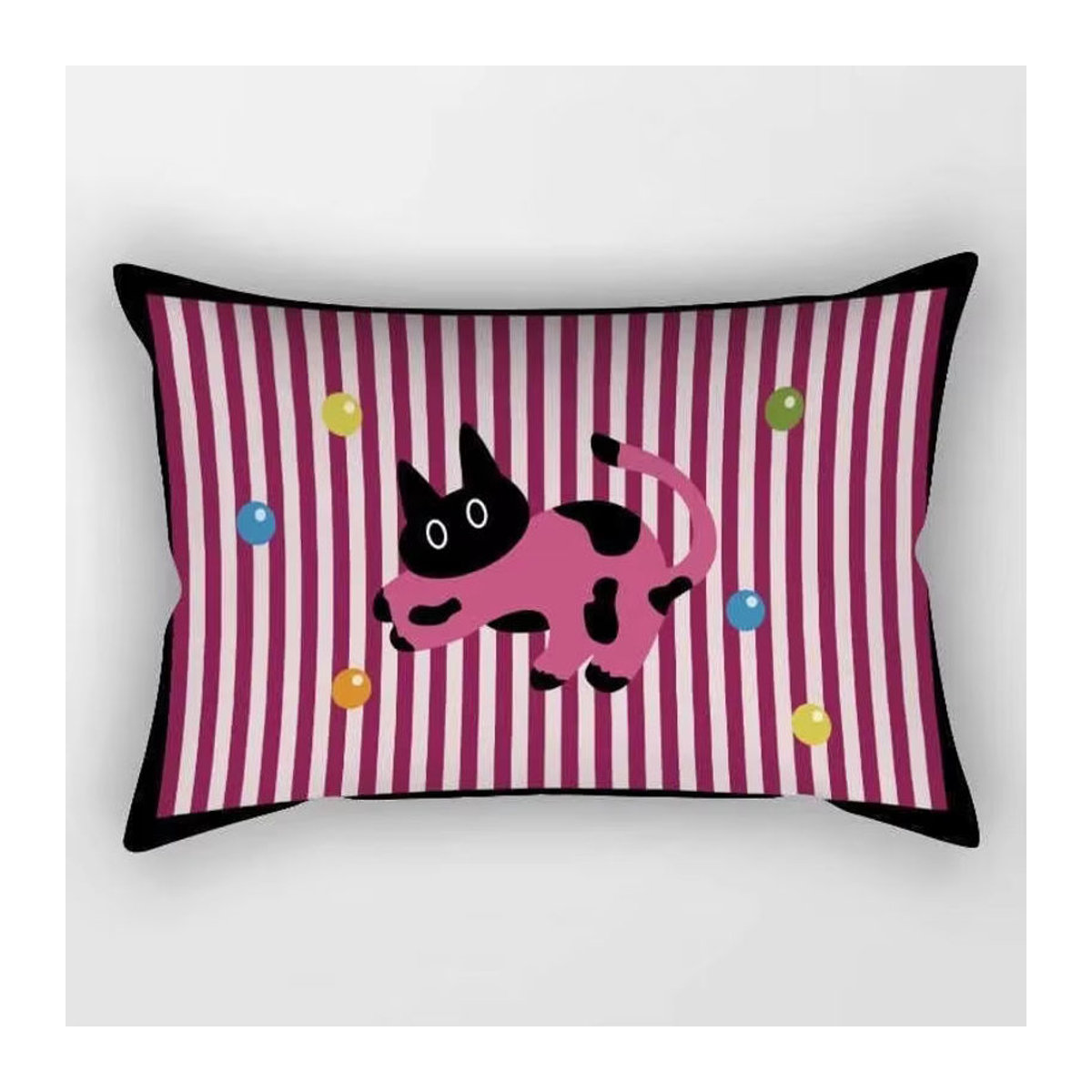 VIKAMA Kissenbezug mit buntem Cartoon-Tier-Print und Streifen, mehrfarbig, Kissenhülle für Sofa und Wohnzimmer - Bild 4