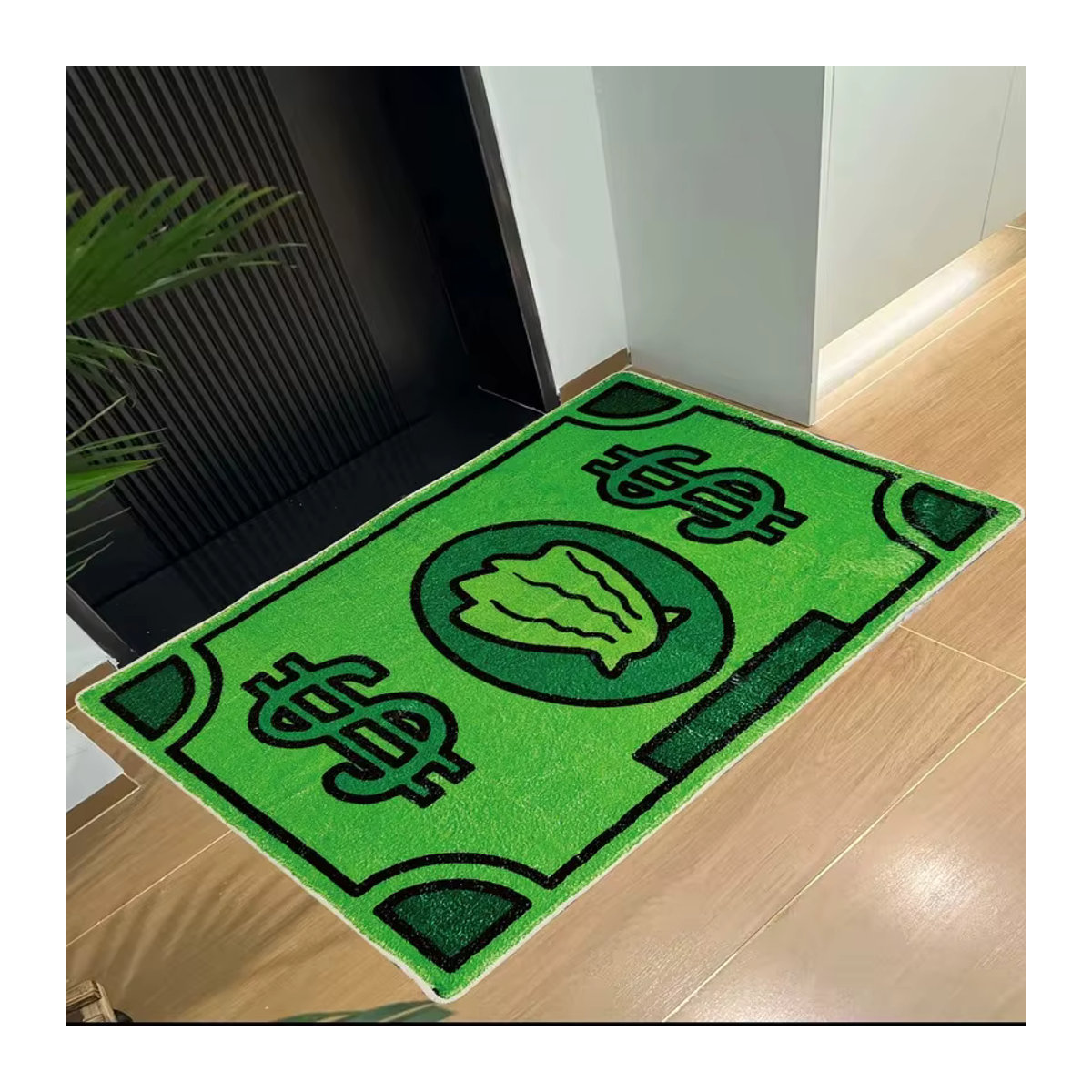 VIKAMA Kreativer Teppich aus feiner Wolle in Grün, rutschfeste und weiche Bodenmatte für Schlafzimmer und Eingangsbereich - Bild 4