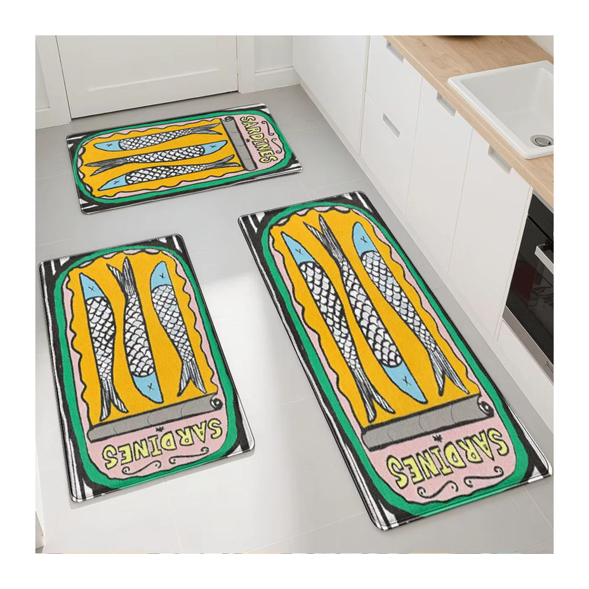 VIKAMA Kreativer Teppich mit Fisch-Motiv, mehrfarbig, weiche Fußmatte für Wohnzimmer, Küche oder Badezimmer - Bild 2