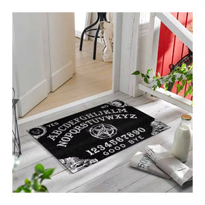 Vikama Kristall Flor Teppich Gothic Black Magic Cartoon in Schwarz, rutschfeste und wasserabsorbierende Fußmatte für Eingangsbereich oder Bad, waschbar
