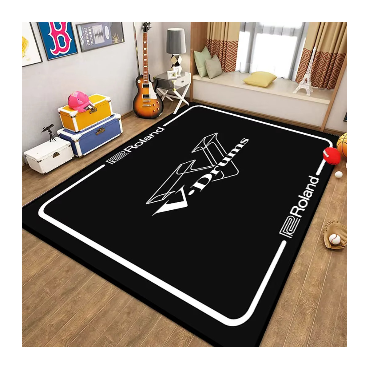 VIKAMA Kristall-Samt-Teppich für das Wohnzimmer, schmutzabweisend und schalldämmend, Schwarz - Bild 2