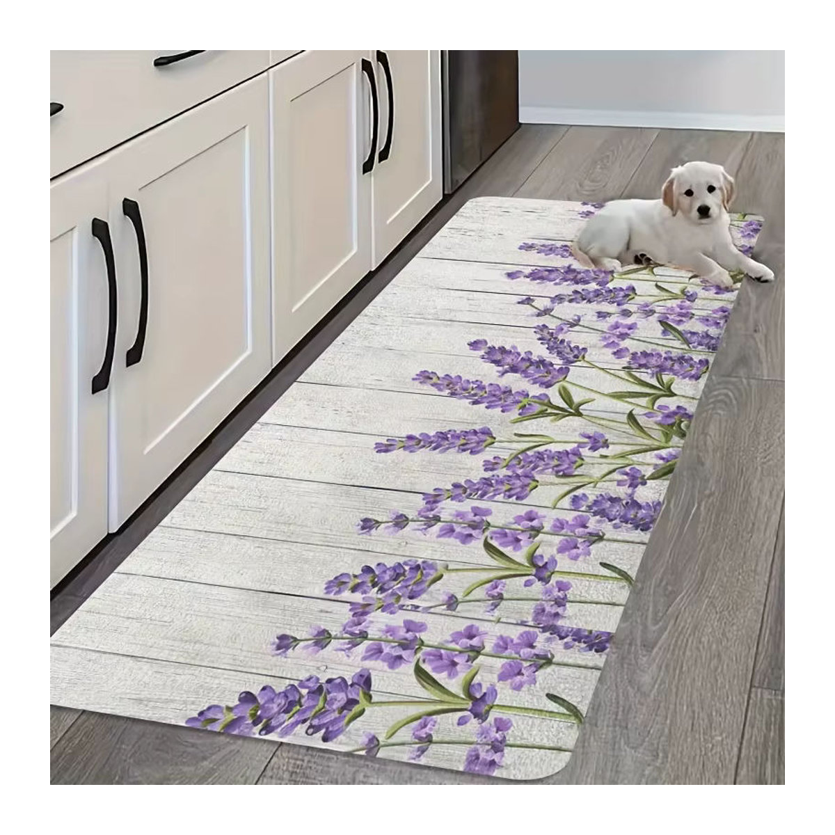 VIKAMA Küchenmatte mit Blumenmuster in Lila für Küche, Badezimmer und Waschküche - Bild 3