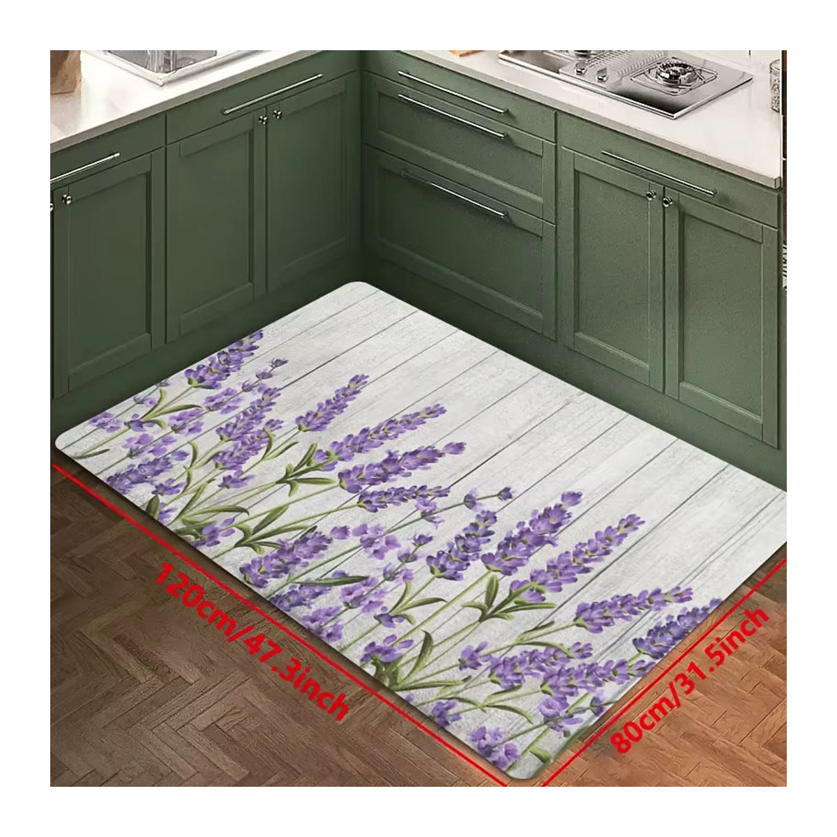 VIKAMA Küchenmatte mit Blumenmuster in Lila für Küche, Badezimmer und Waschküche - Bild 4