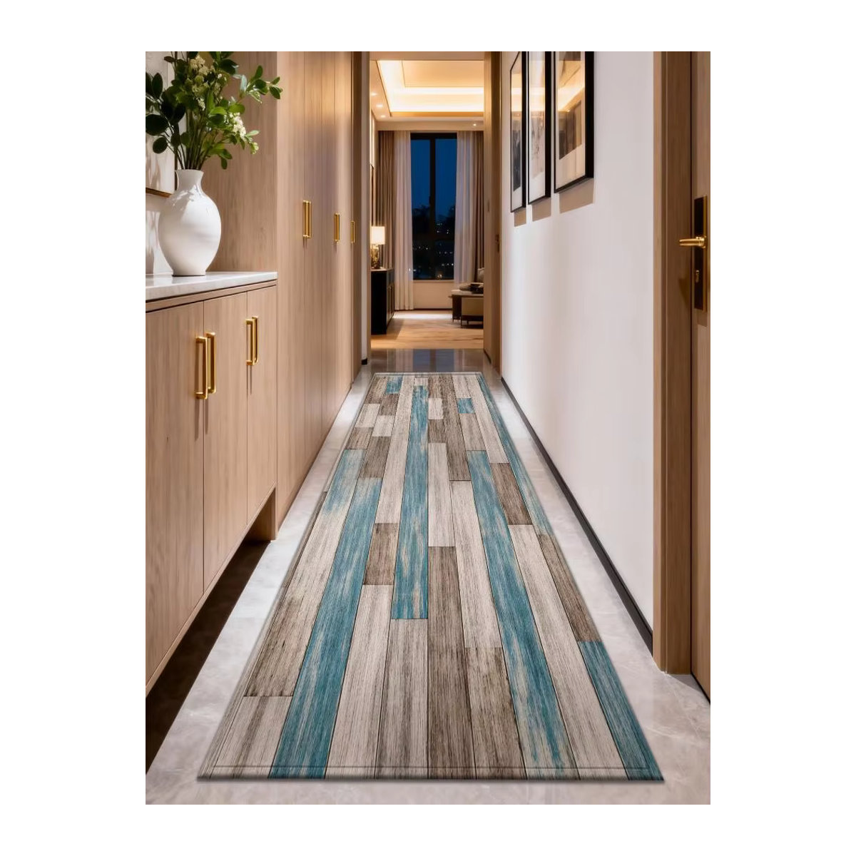 VIKAMA Küchenteppich im amerikanischen Stil mit Holzmaserung, mehrfarbig, rutschfeste Matte für Küche, Flur oder Schlafzimmer - Bild 1