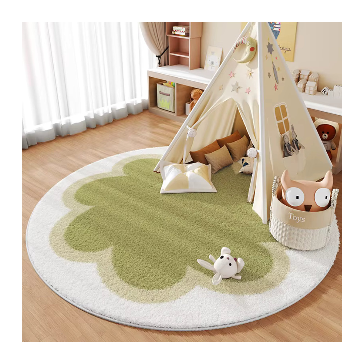 VIKAMA Kunstfell-Decke in Grün für Wohnzimmer und Schlafzimmer - Bild 1