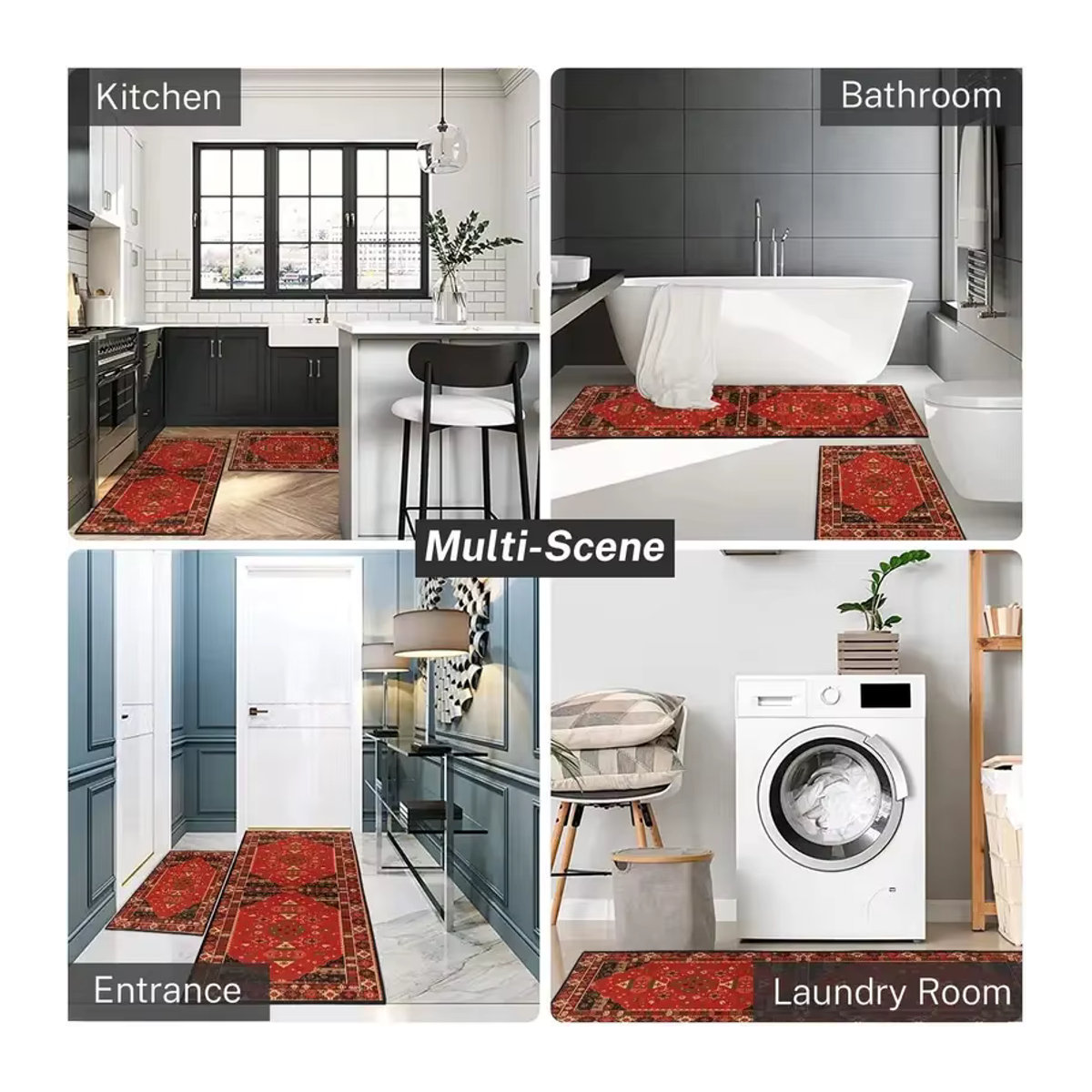 Vikama langer Teppich in Rot mit böhmischem Design für Veranda, Balkon und Wohnbereiche - Bild 5