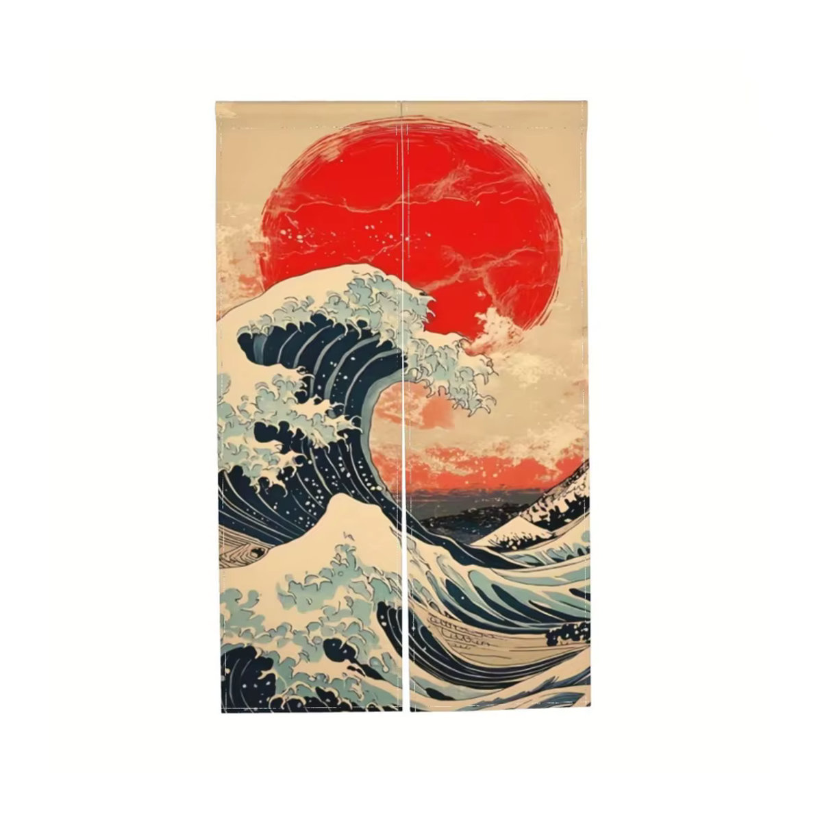 VIKAMA Leinenvorhang Japanisches Ukiyo-e Die große Welle Kunstdruck als Raumteiler und Sichtschutz in Mehrfarbig - Bild 5