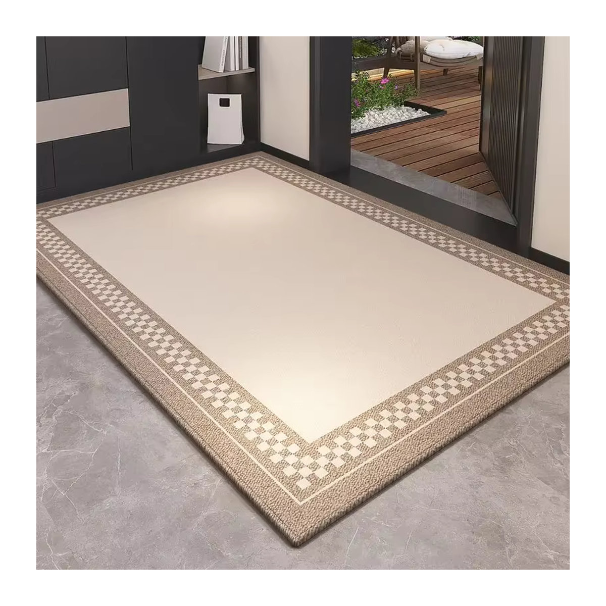 VIKAMA Loop Pile Teppich in Beige als schmutzabweisende Fußmatte für den Eingangsbereich und Außenbereich - Bild 1