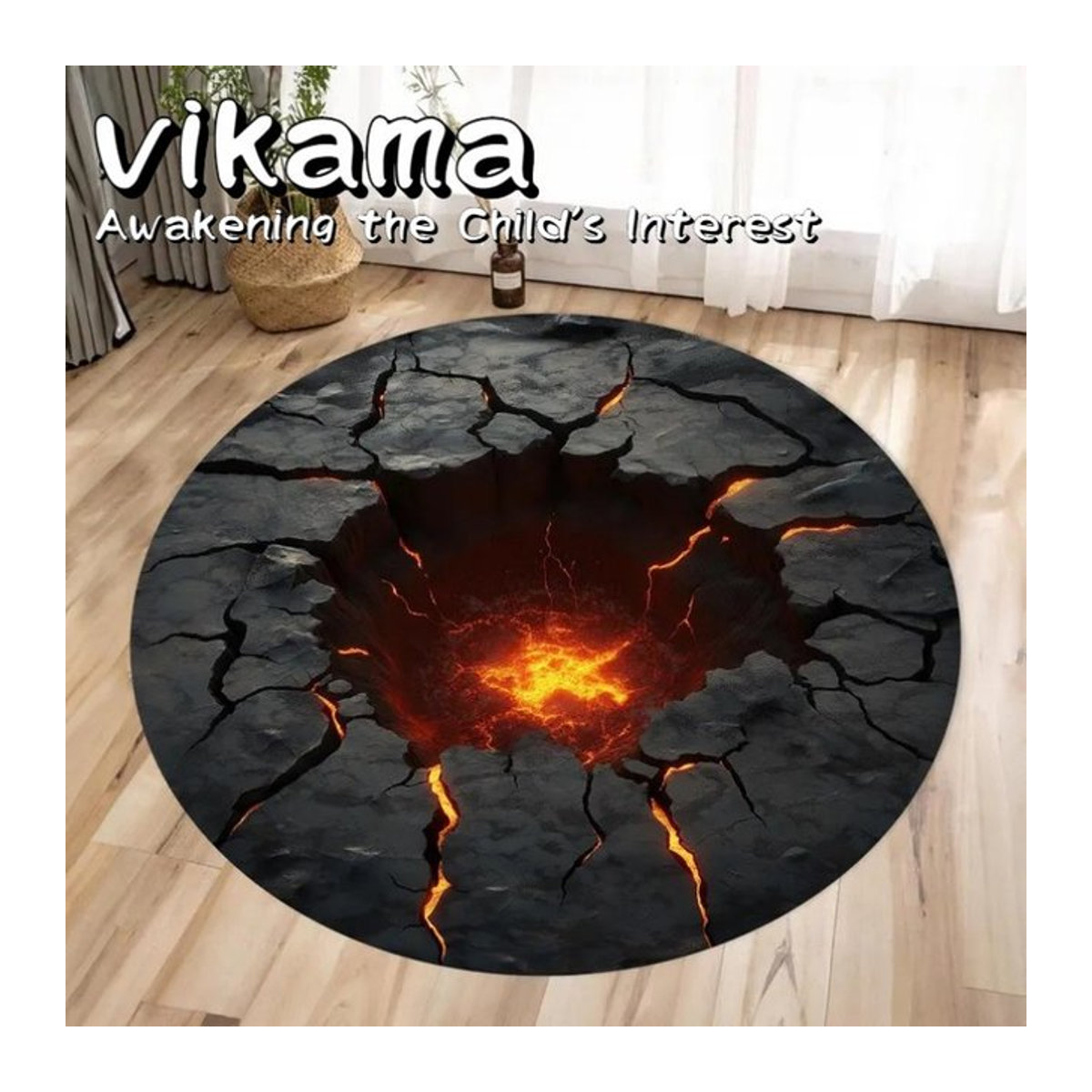 VIKAMA Loop Pile Teppich mit 3D-Volcano-Design in Mehrfarbig, rutschfest und ideal für dein Wohnzimmer oder Spielzimmer - Bild 1