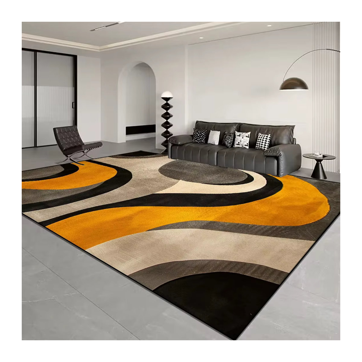VIKAMA Loop Pile Teppich mit modernem Abstract Curve Design in Mehrfarbig, rutschfest und langlebig für dein Wohnzimmer - Bild 2